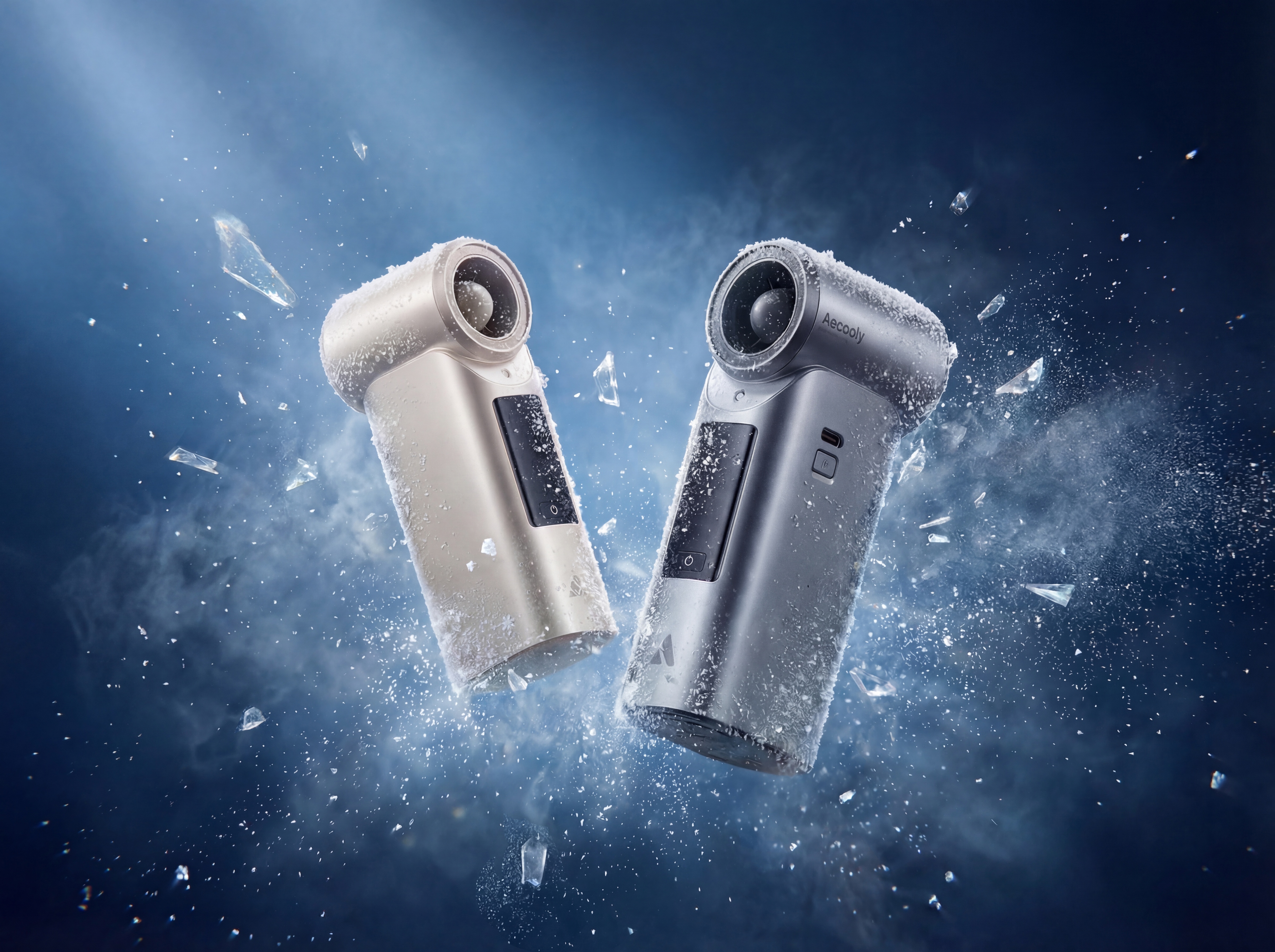 Aecooly Cold Air Pro PM01 – ruční vysokorychlostní ventilátor s vodní mlhou zlatý