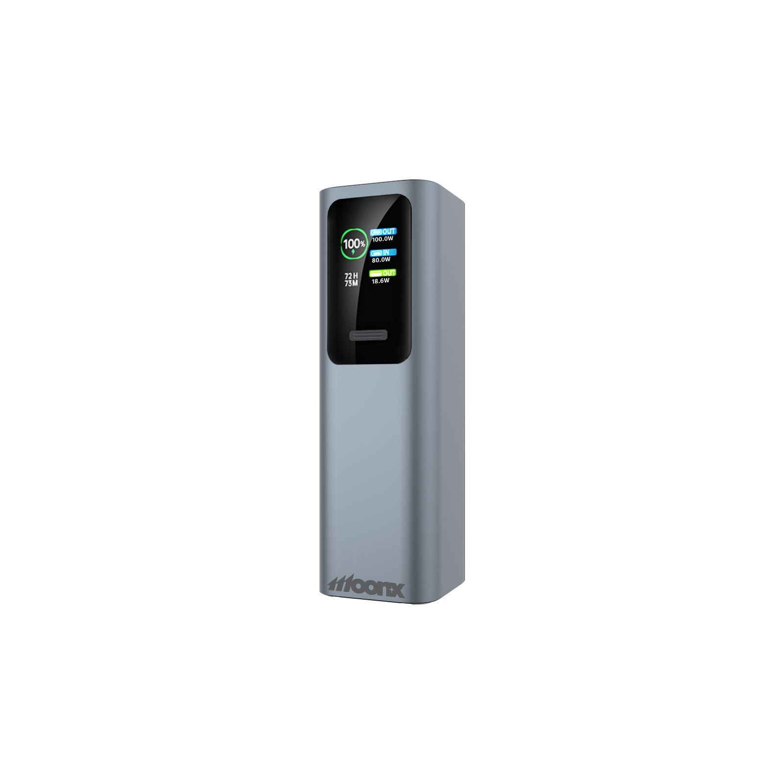 MOONX powerbanka MP07 30 000 mAh PD 165W 2 x USB-C + 1 x USB QC3.0 22.5W stříbrná