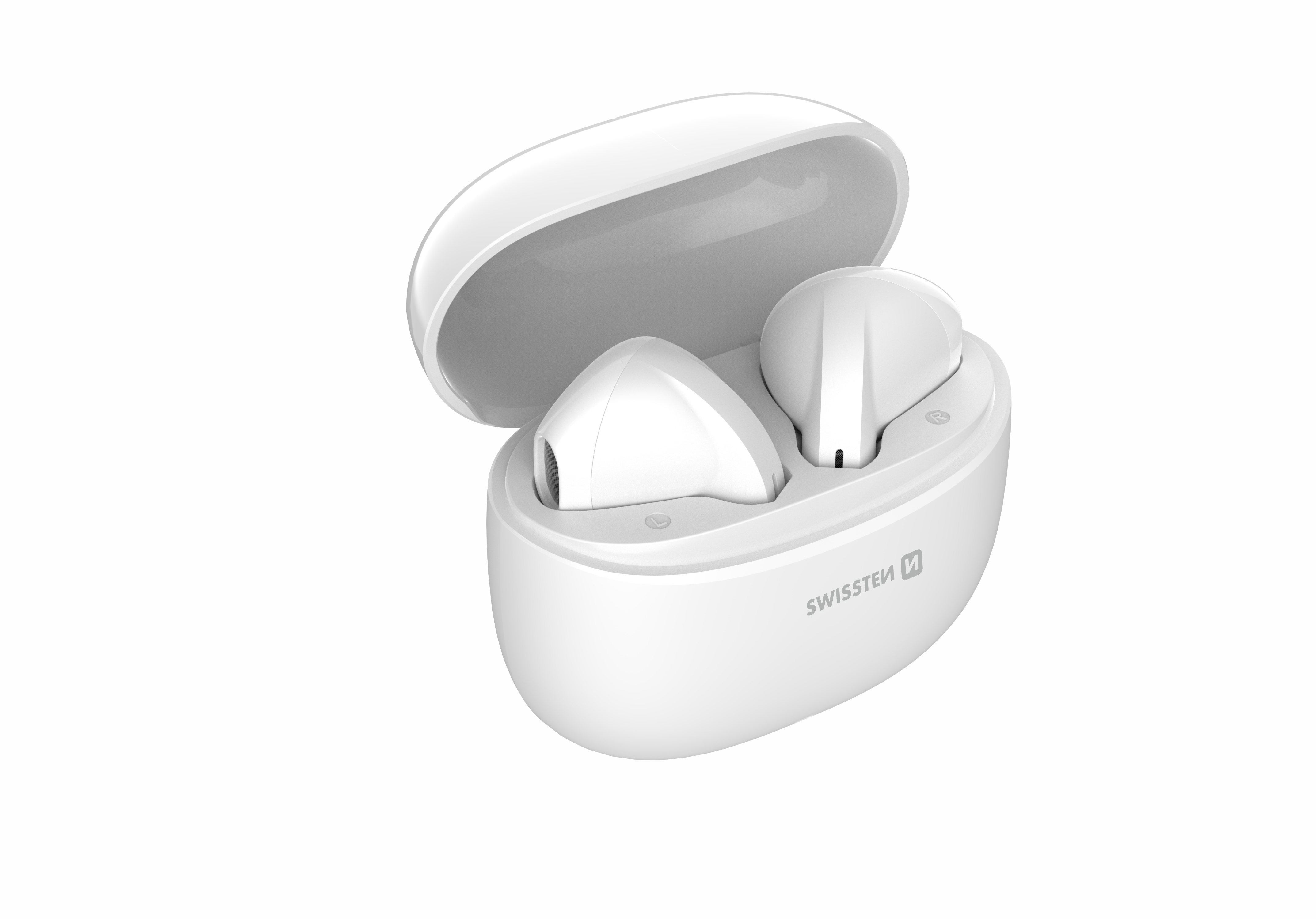 SWISSTEN Mini Tune bezdrátová sluchátka TWS Bluetooth 6.0 IP54 bílá