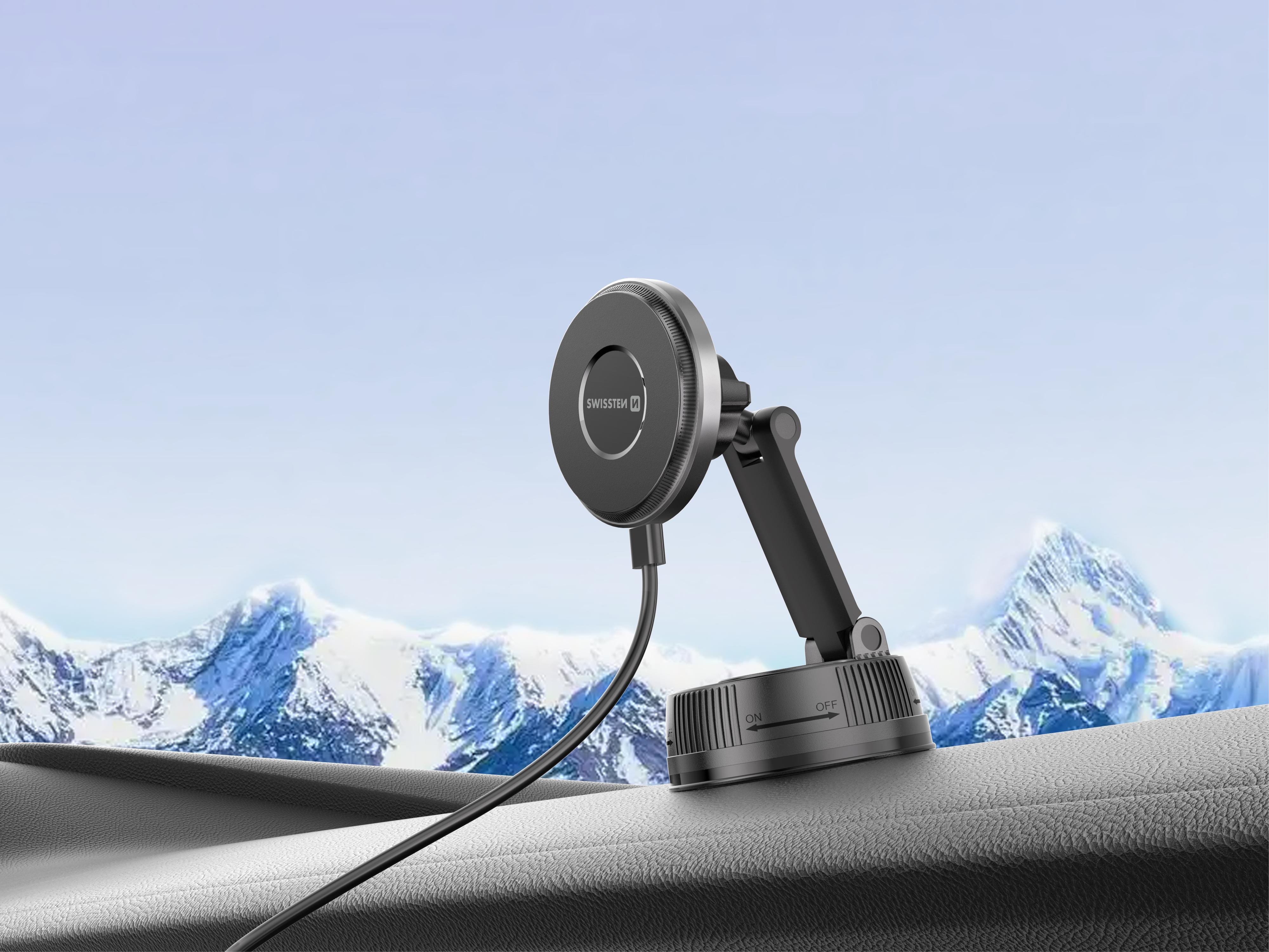 Swissten S-Grip E3 Magnetický držák do auta s bezdrátovým nabíjením 15W/7,5W (MagSafe)