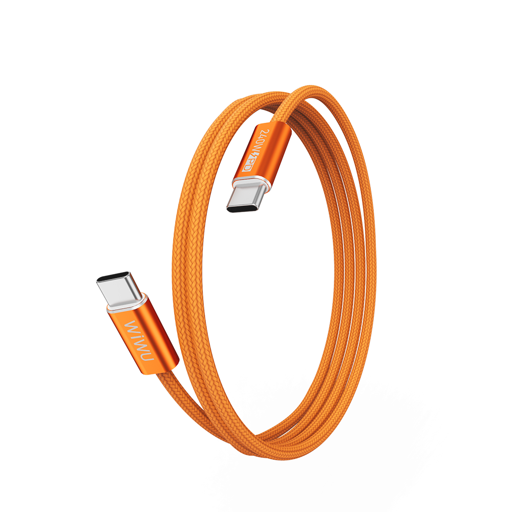 WiWU kabel USB-C / USB-C 240W Essen nylonový oplet Wi-C101 1.5m oranžový