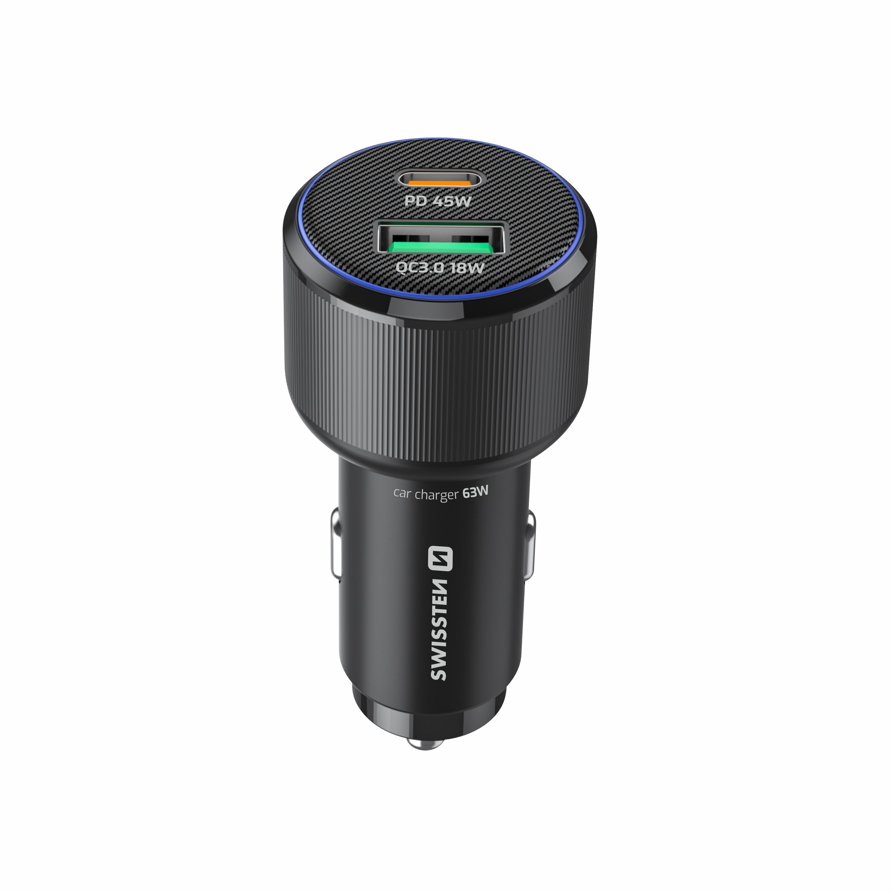 SWISSTEN Autonabíječka USB-C PD + USB-A 63W černá