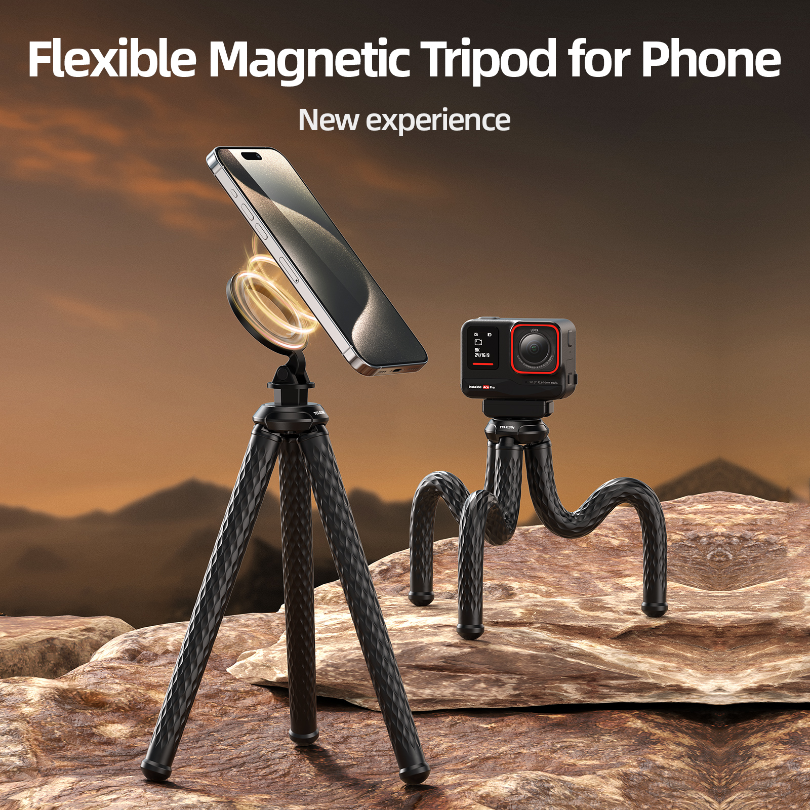 Telesin P3-FM-02 - flexibilní stativ na telefon s MagSafe černý
