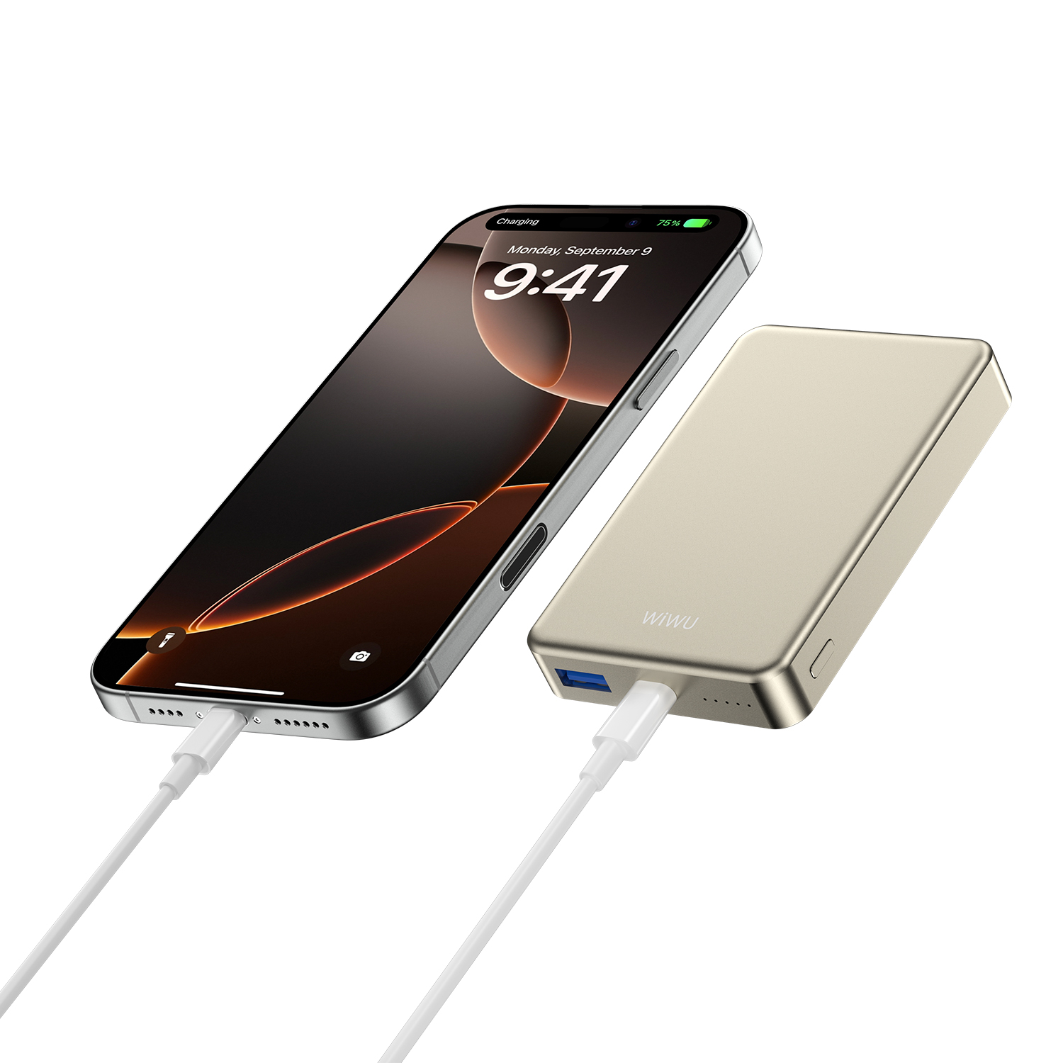 WiWU ultra tenká magnetická powerbanka MagSafe P15-1 10000mAh titanově šedá