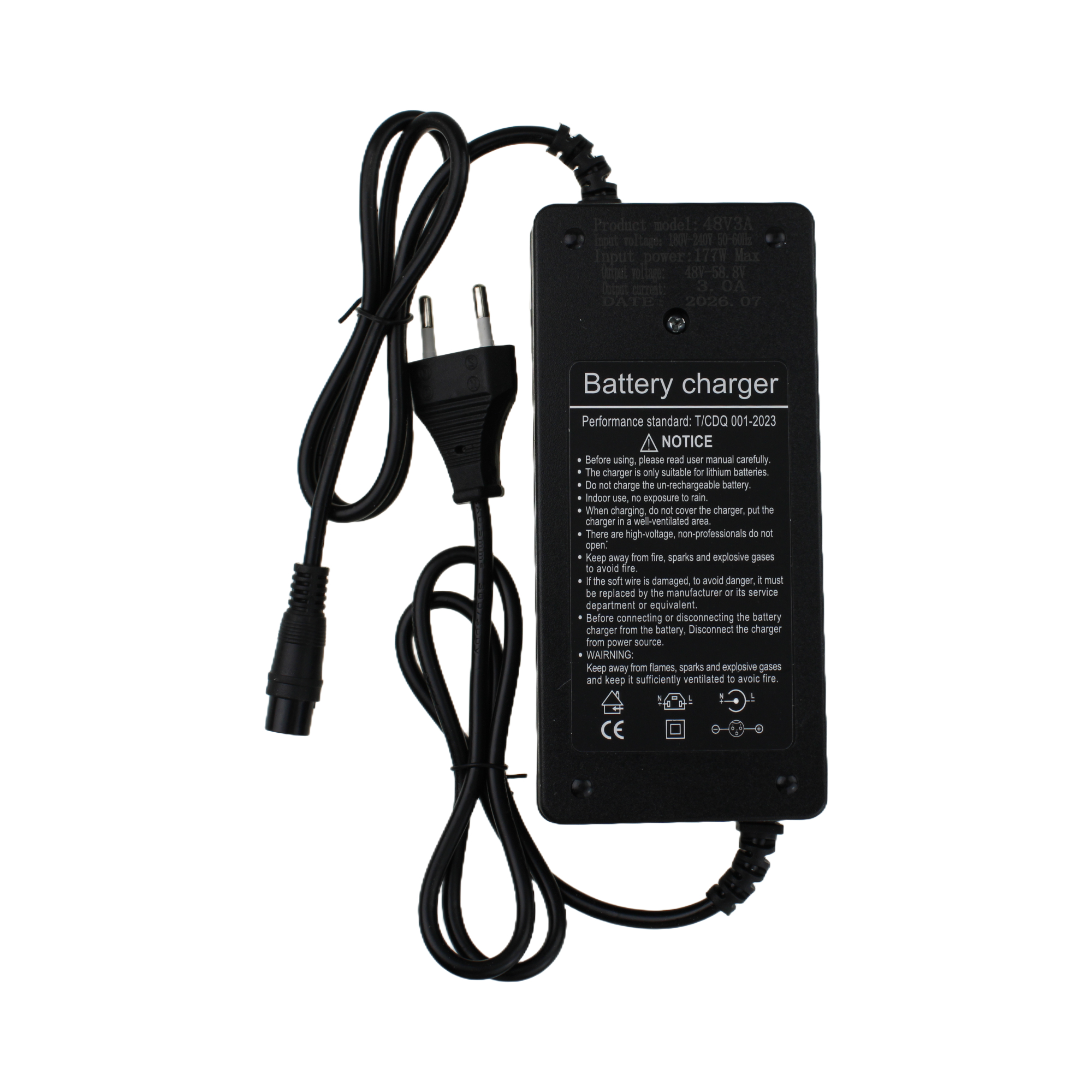 Univerzální nabíječka 58,8V 3A DC GX16 3 pin pro elektrické koloběžky Techlife X7 / X7S / X8 / Motus PRO 10 Sport