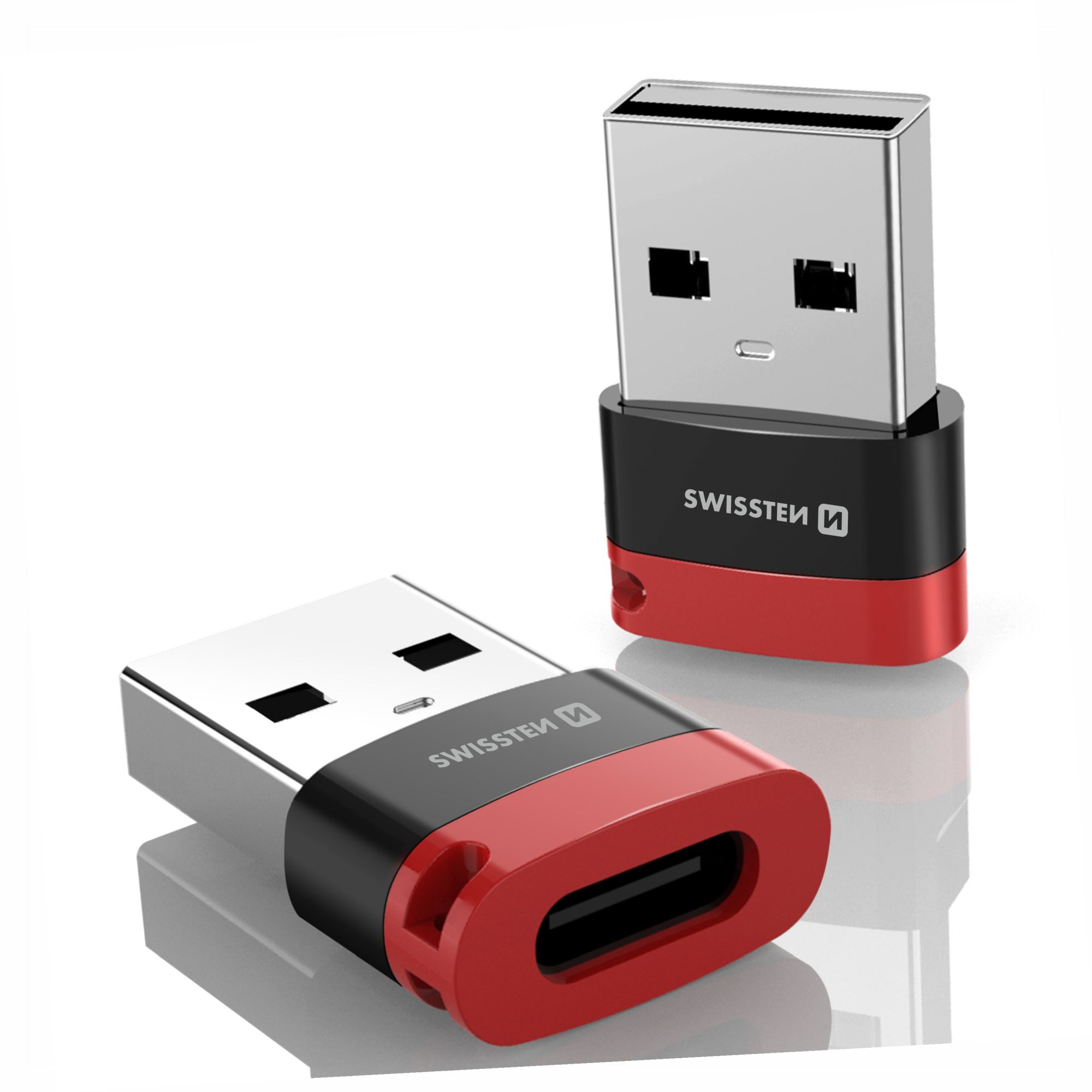 SWISSTEN DataGuard nabíjecí adaptér s blokací dat USB-A (samec) / USB-C (samice) černý
