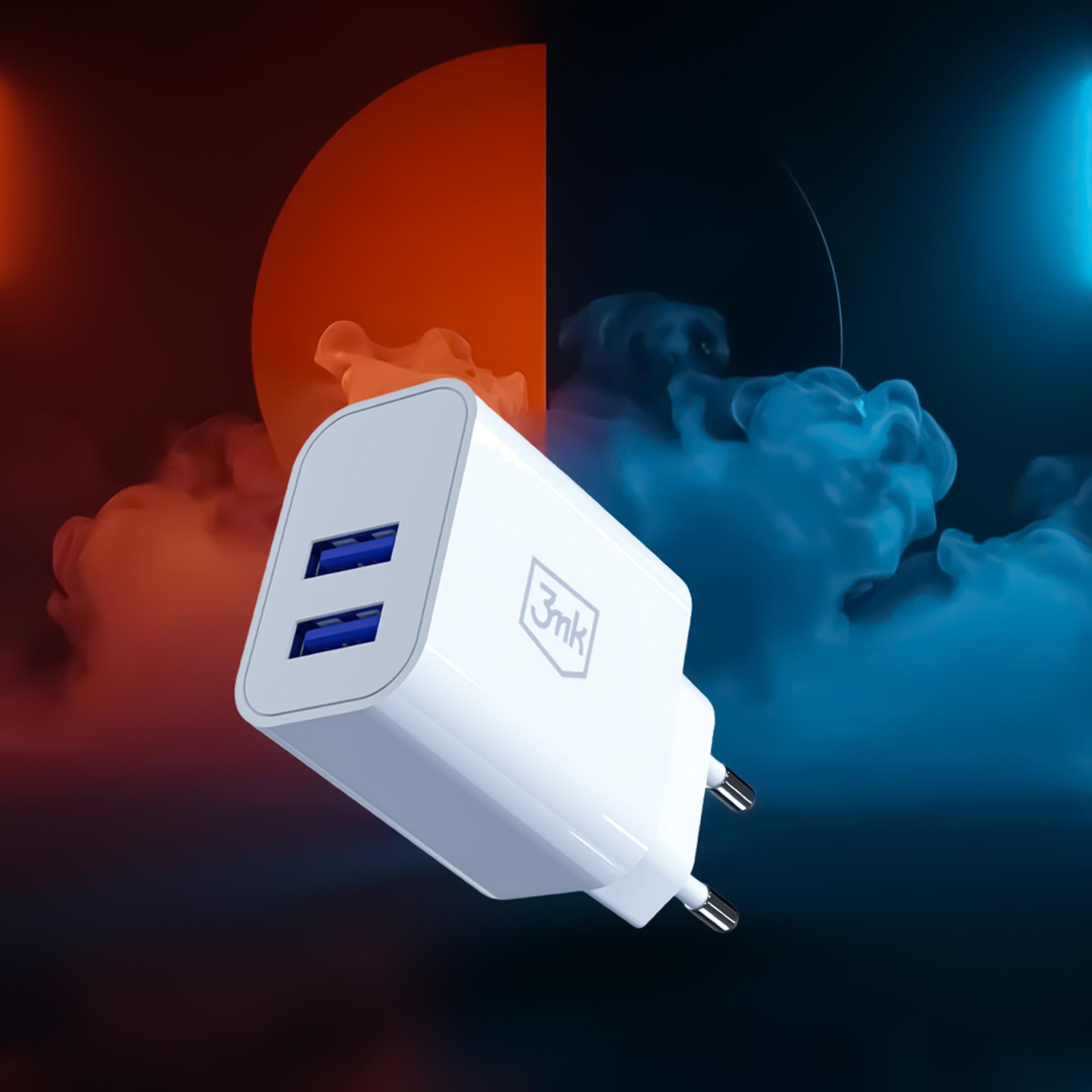 3mk FlowPower 10W 2.4A – síťová nabíječka 2× USB-A 10 W bílá