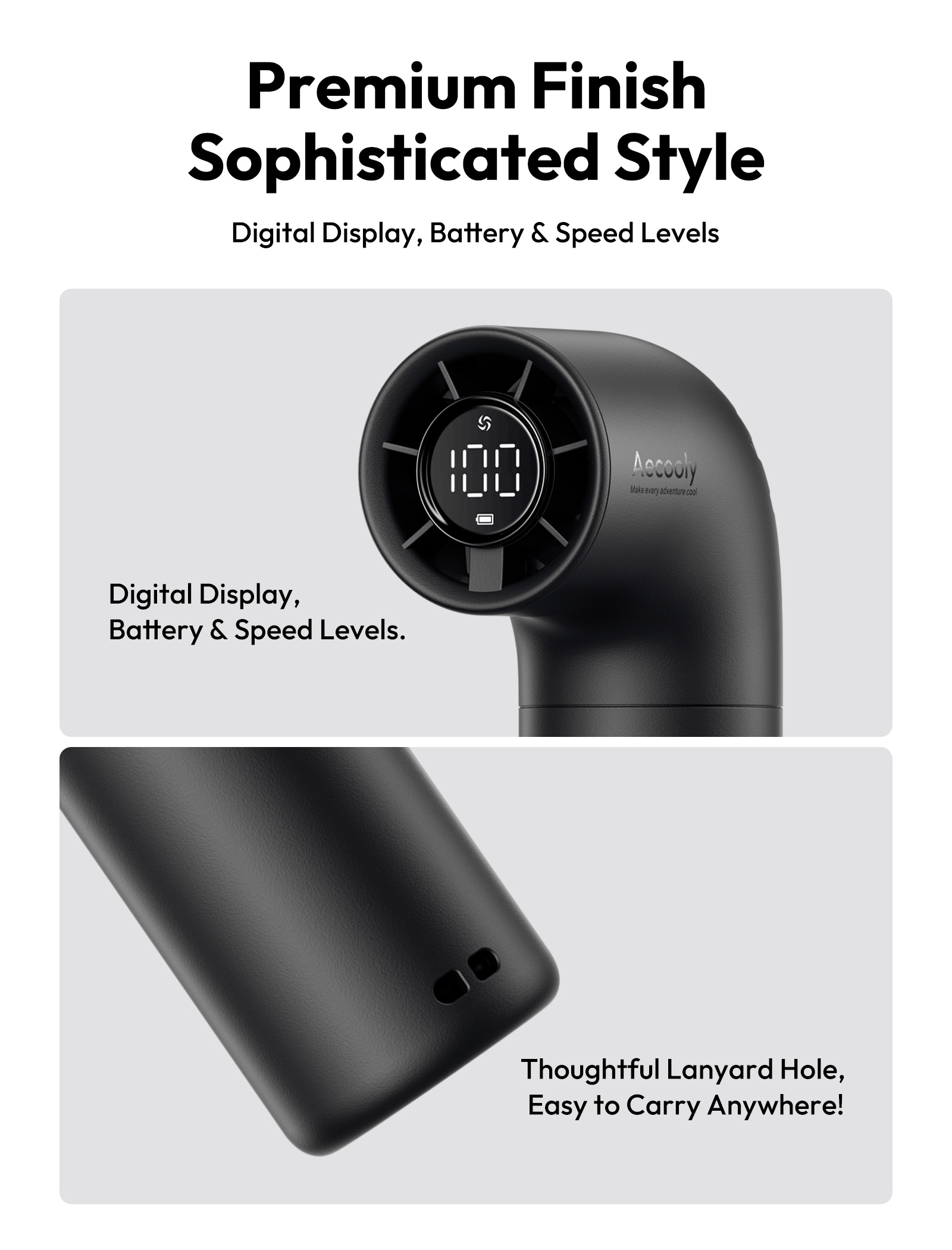 Aecooly Aero PH02-A – Výkonný ruční ventilátor 3500 mAh černý