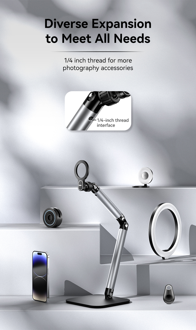 Telesin P3-DS-01 - hliníkový stojan na telefon s MagSafe 360° černý