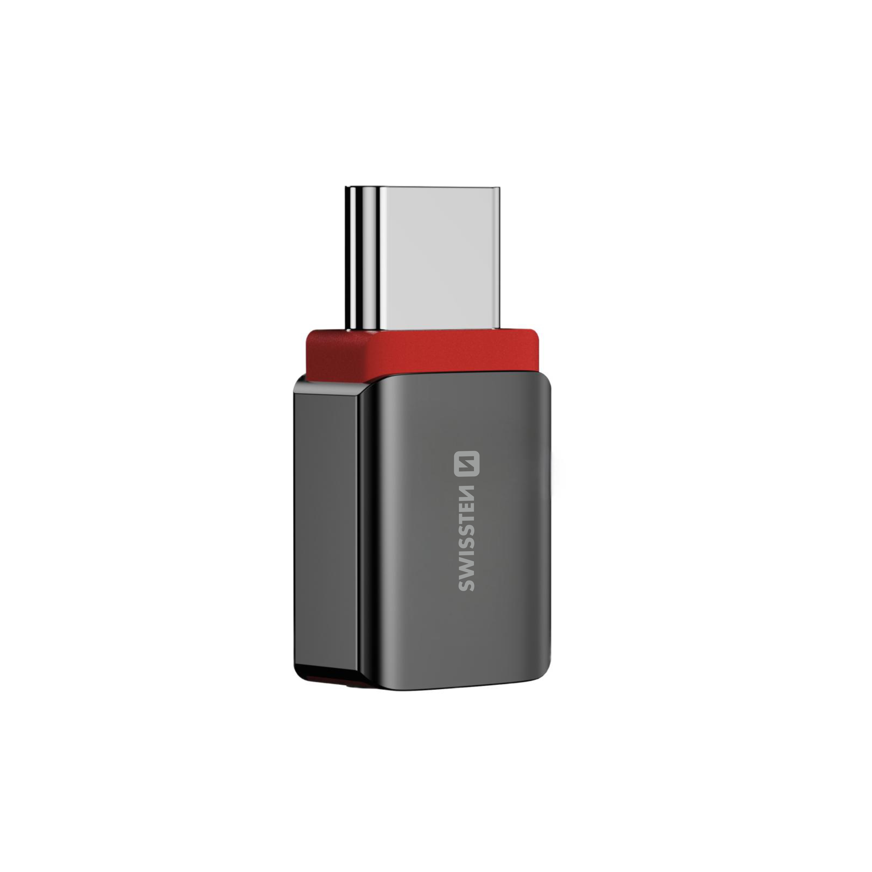 SWISSTEN DataGuard nabíjecí adaptér s blokací dat USB-C (samec) / USB-C (samice) černý