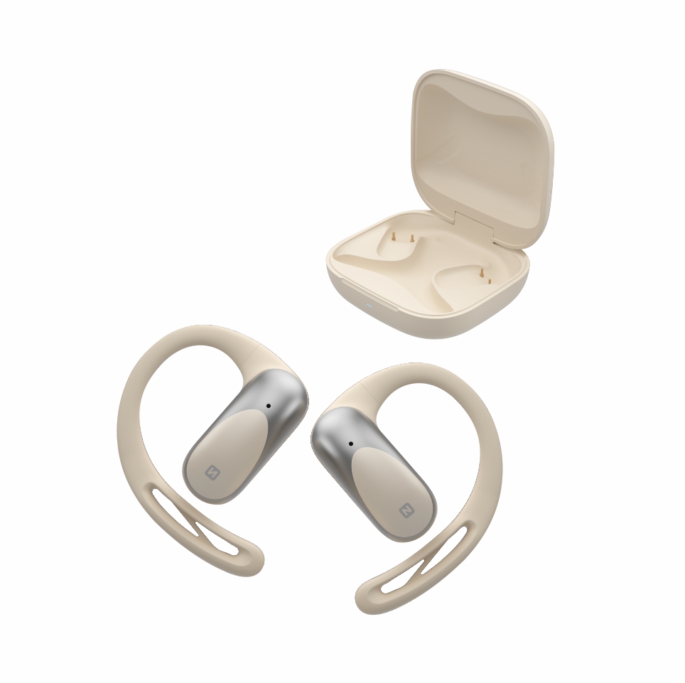 SWISSTEN Running Open Ear – bezdrátová Bluetooth TWS sluchátka s otevřenou konstrukcí béžová