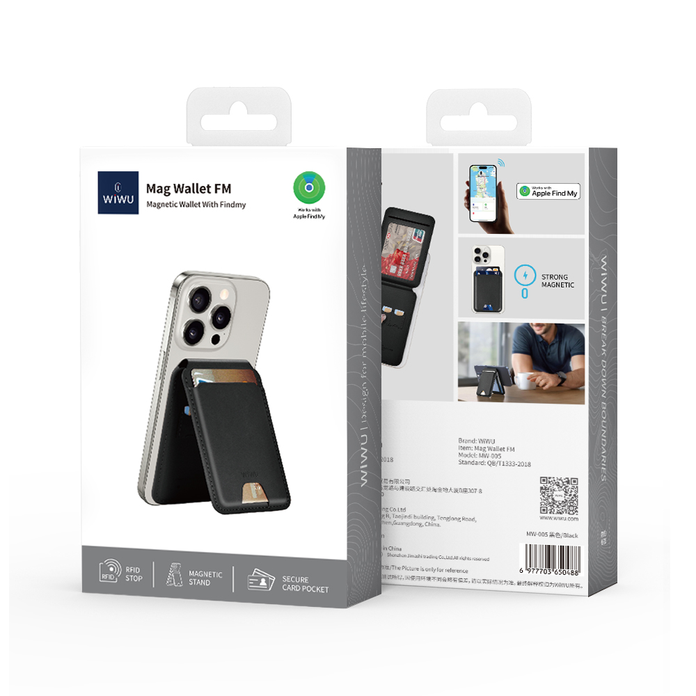 WiWU Mag Wallet FM MW-005 magnetická peněženka s Apple Find My černá