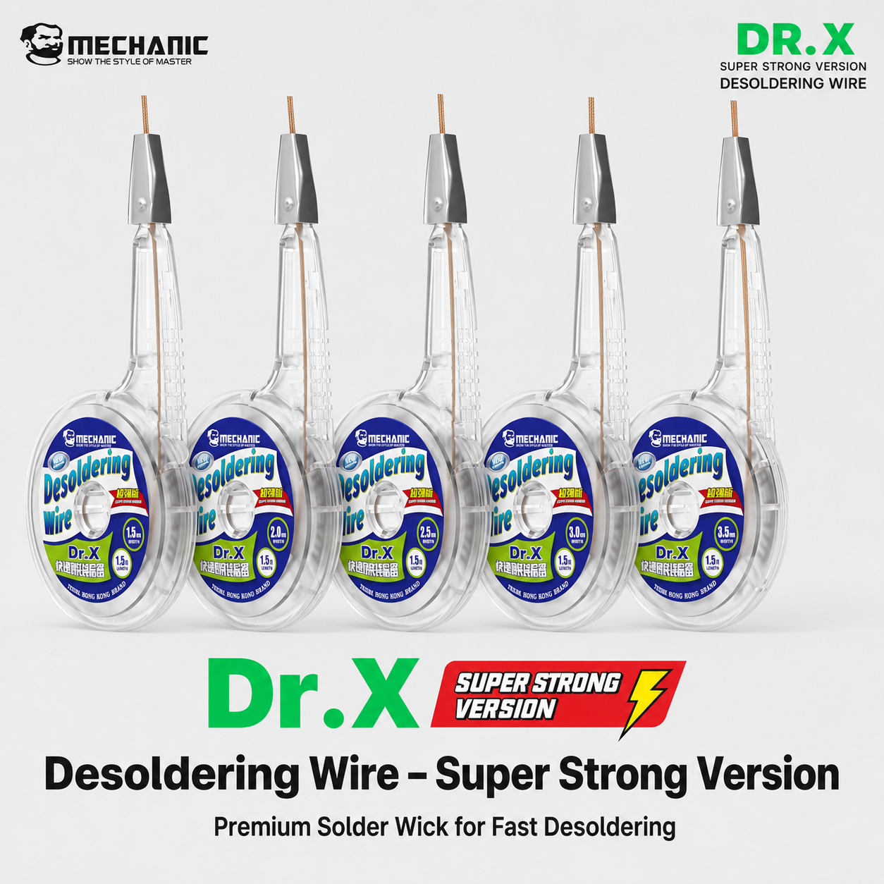 MECHANIC DR X – měděný odpájecí knot pro odstranění cínu 1,5 mm 1,5 m
