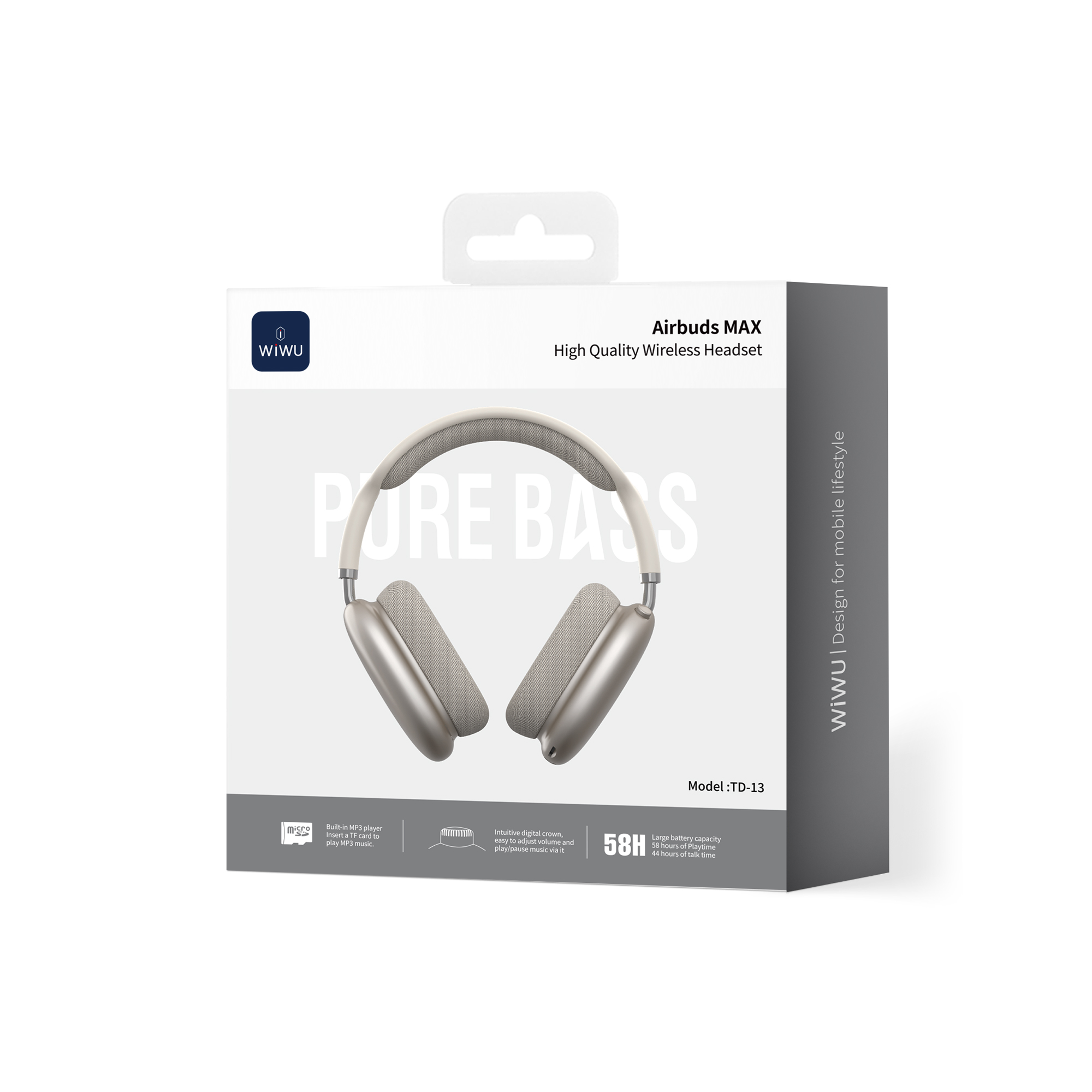 WiWU bezdrátová náhlavní sluchátka Bluetooth Airbuds MAX TD-13 zlatá