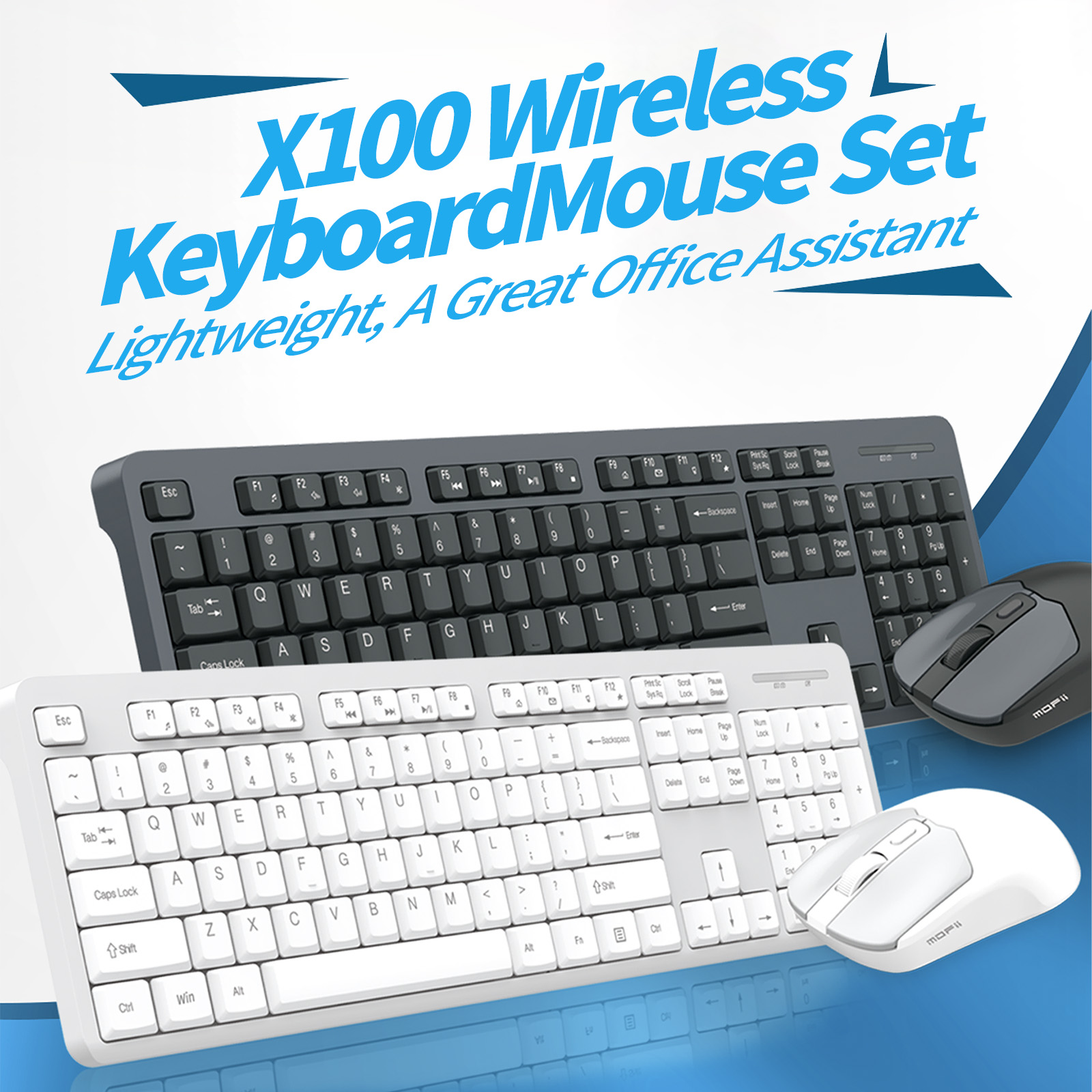 Mofii bezdrátový set klávesnice + myš retro X100 SMK-701 černo-šedý