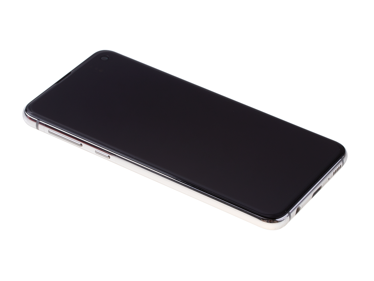 Originál LCD + Dotyková vrstva Samsung Galaxy S10E SM-G970 bílo-stříbrná - demontovaný díl