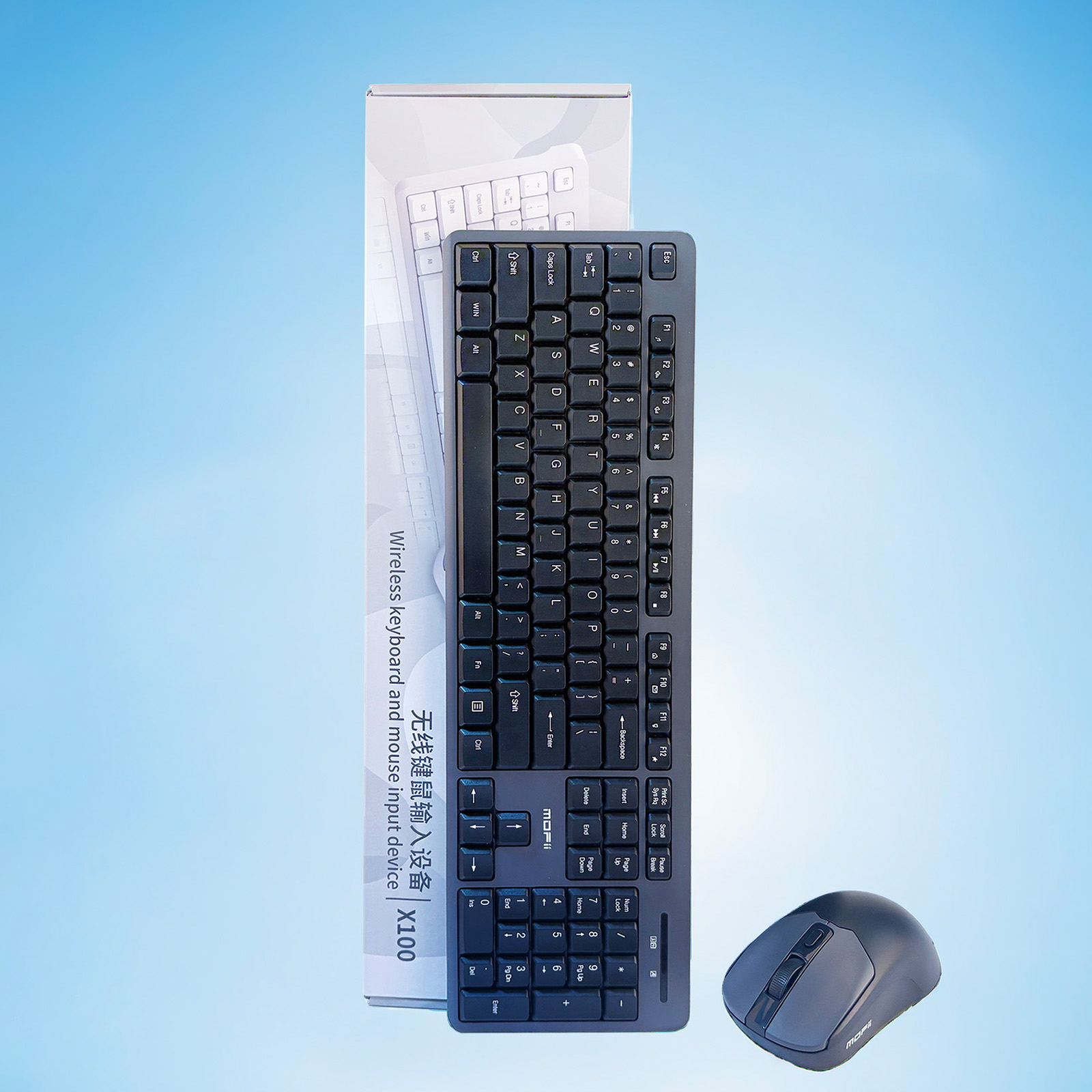 Mofii bezdrátový set klávesnice + myš retro X100 SMK-701 černo-šedý