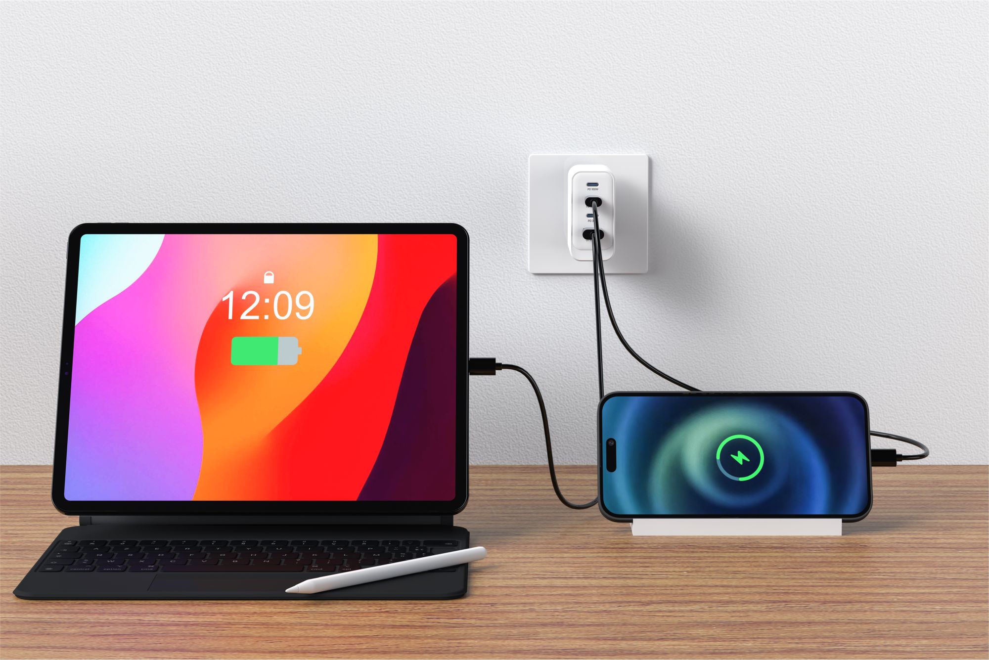 SWISSTEN GaN síťová nabíječka 2× USB-C PD 100W - USB-C PD 30W - USB-A QC 30W bílá i pro notebooky