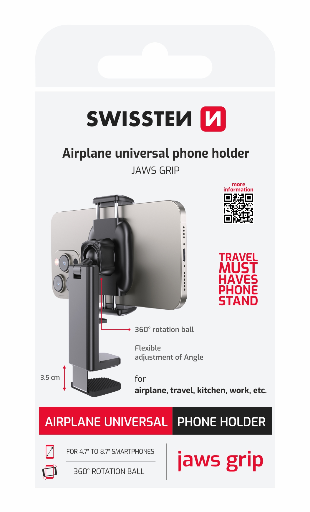 SWISSTEN Univerzální držák telefonu s čelistovým úchytem černý