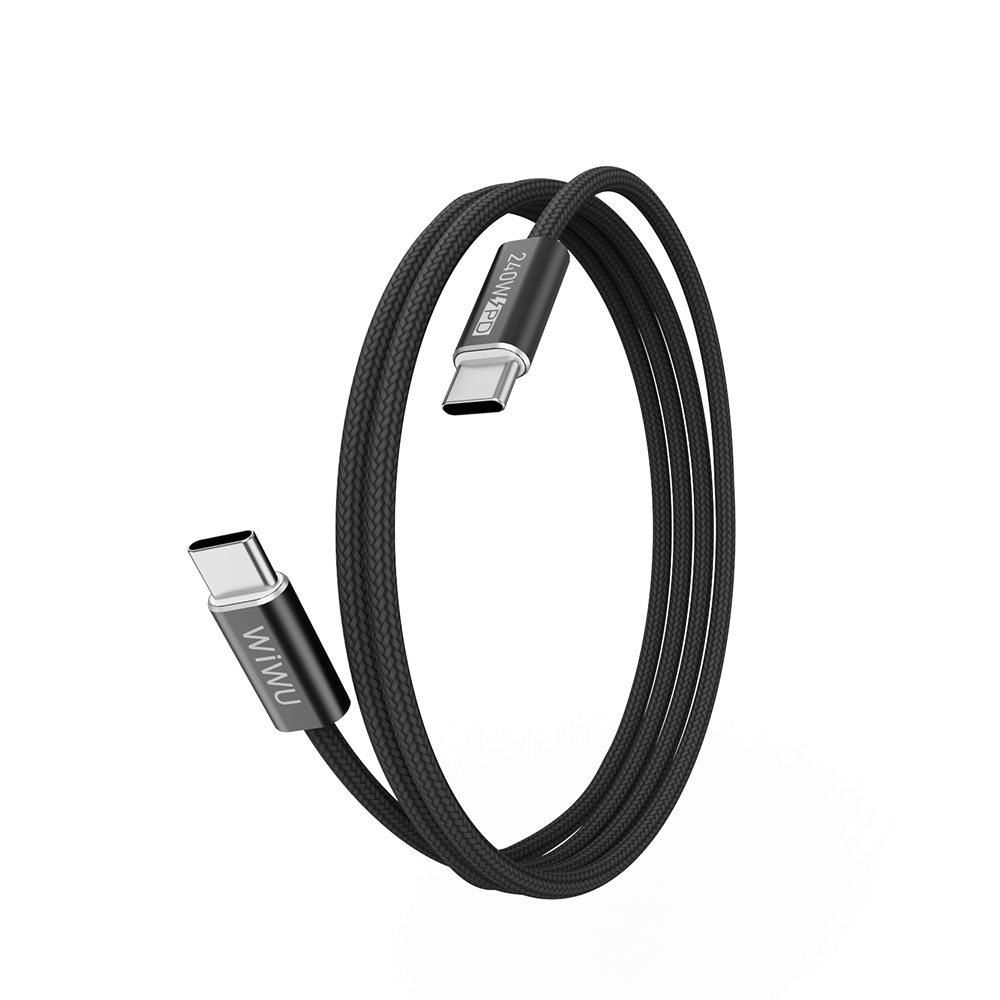 WiWU kabel USB-C / USB-C 240W Essen nylonový oplet Wi-C101 1.5m černý