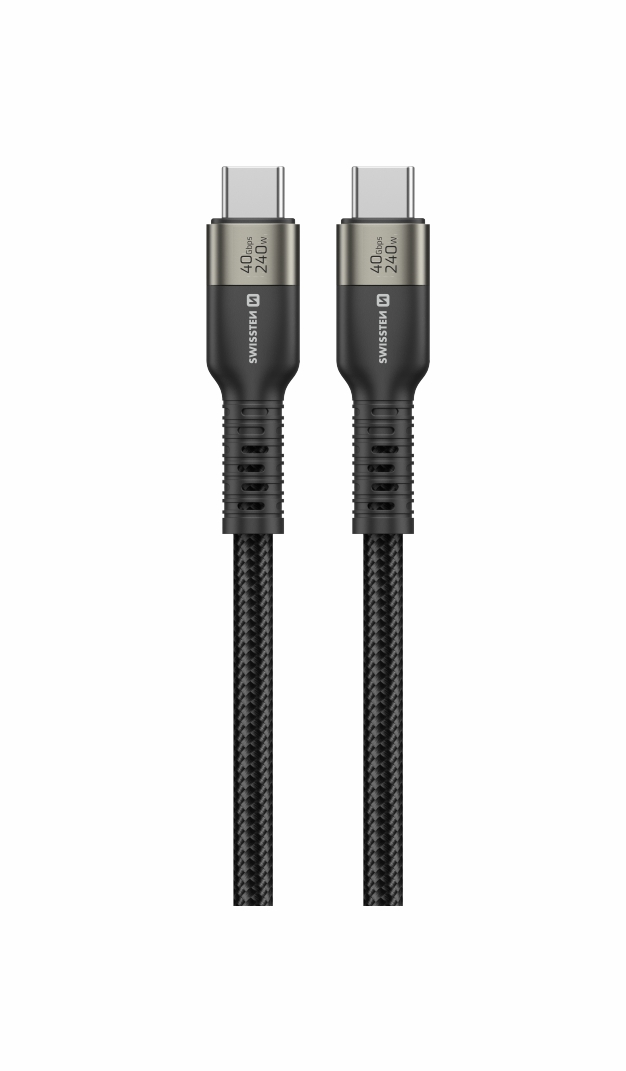 SWISSTEN Datový a video kabel USB 4.0 USB-C - USB-C 240W s podporou 8K@60Hz 40Gb/s TB3 a TB4 1,5m černý