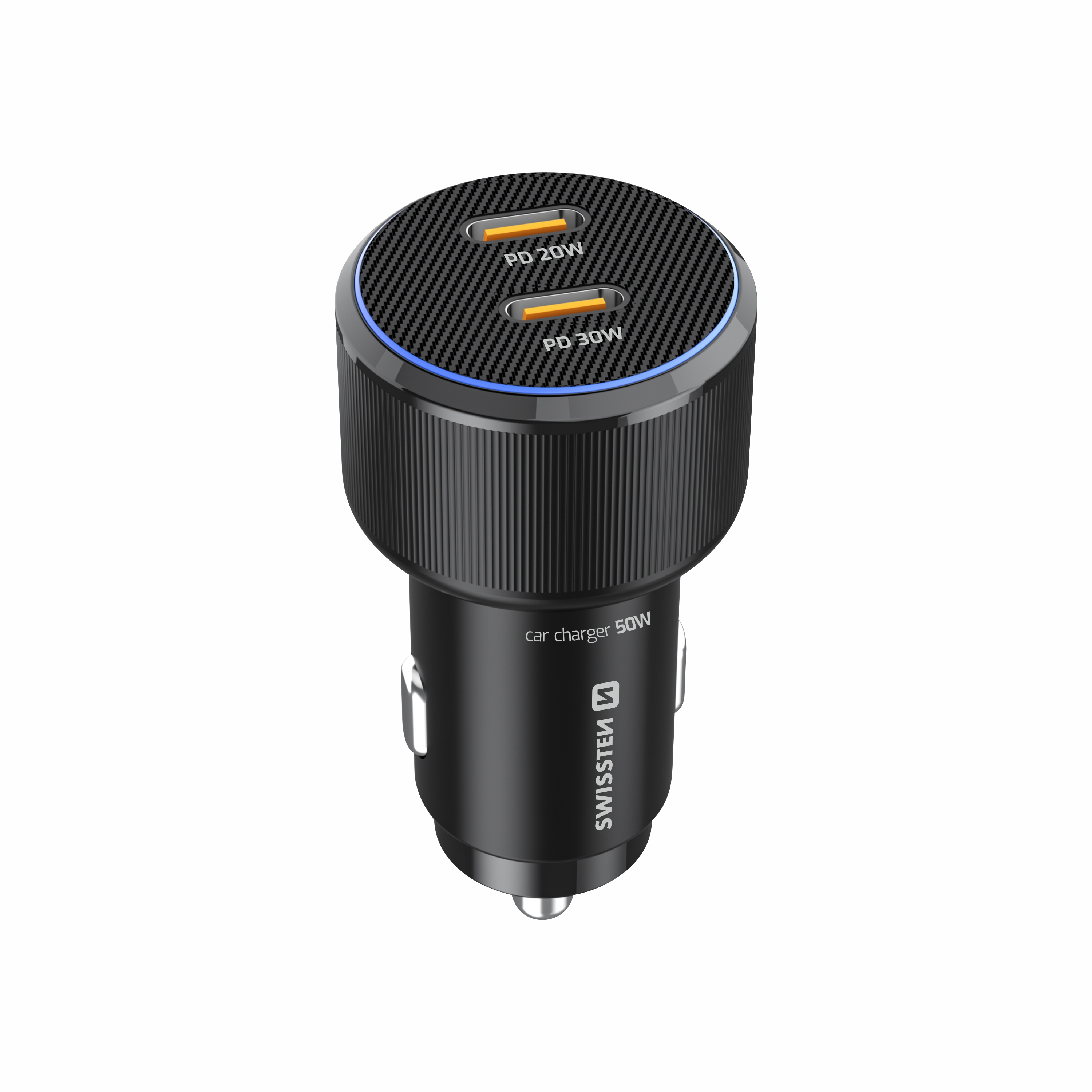 SWISSTEN Autonabíječka 2x USB-C PD 50W černá