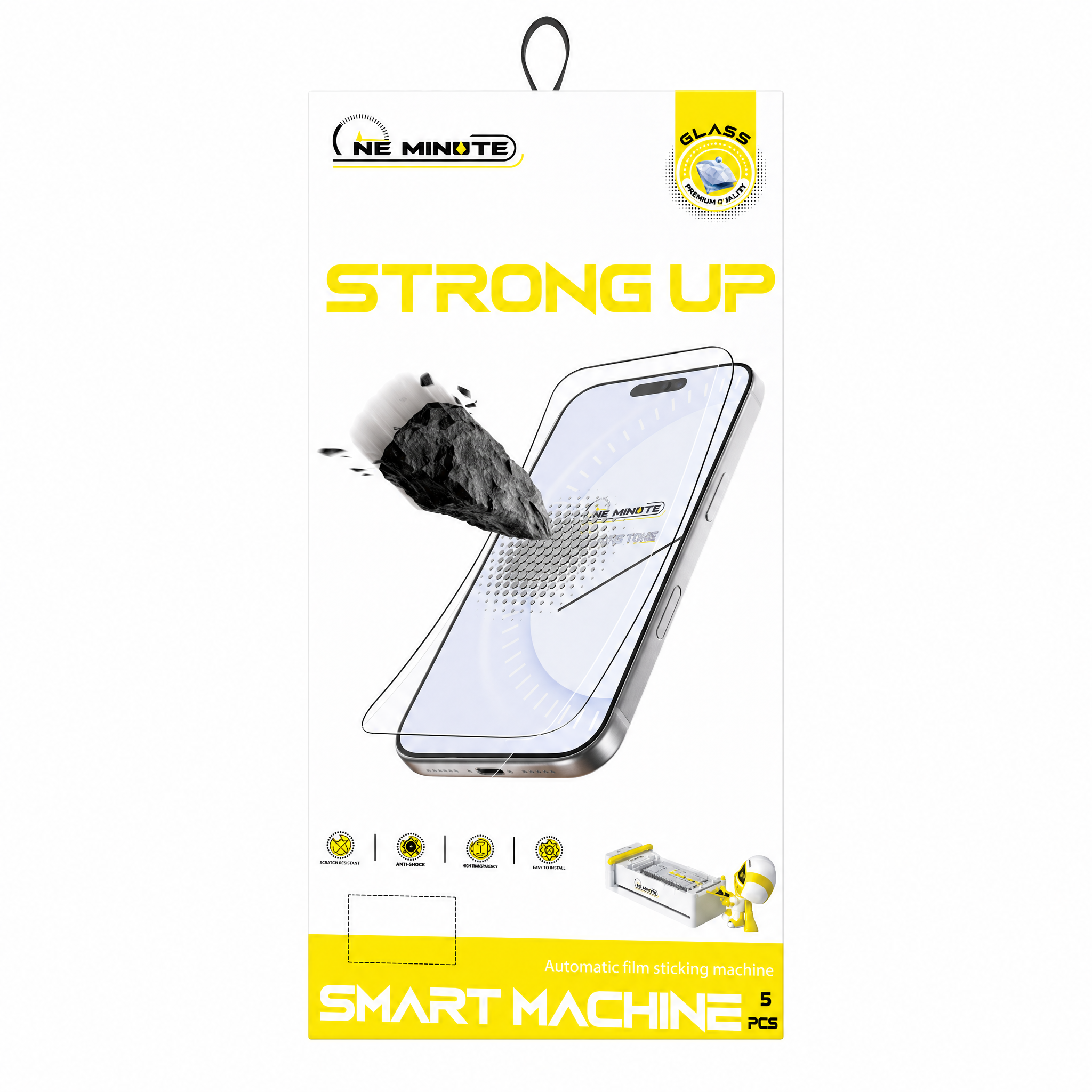 Oneminute zesílené ochranné sklo iPhone 15 - iPhone 16 HD Strong Up Glass pro AI Smart Machine 5 ks