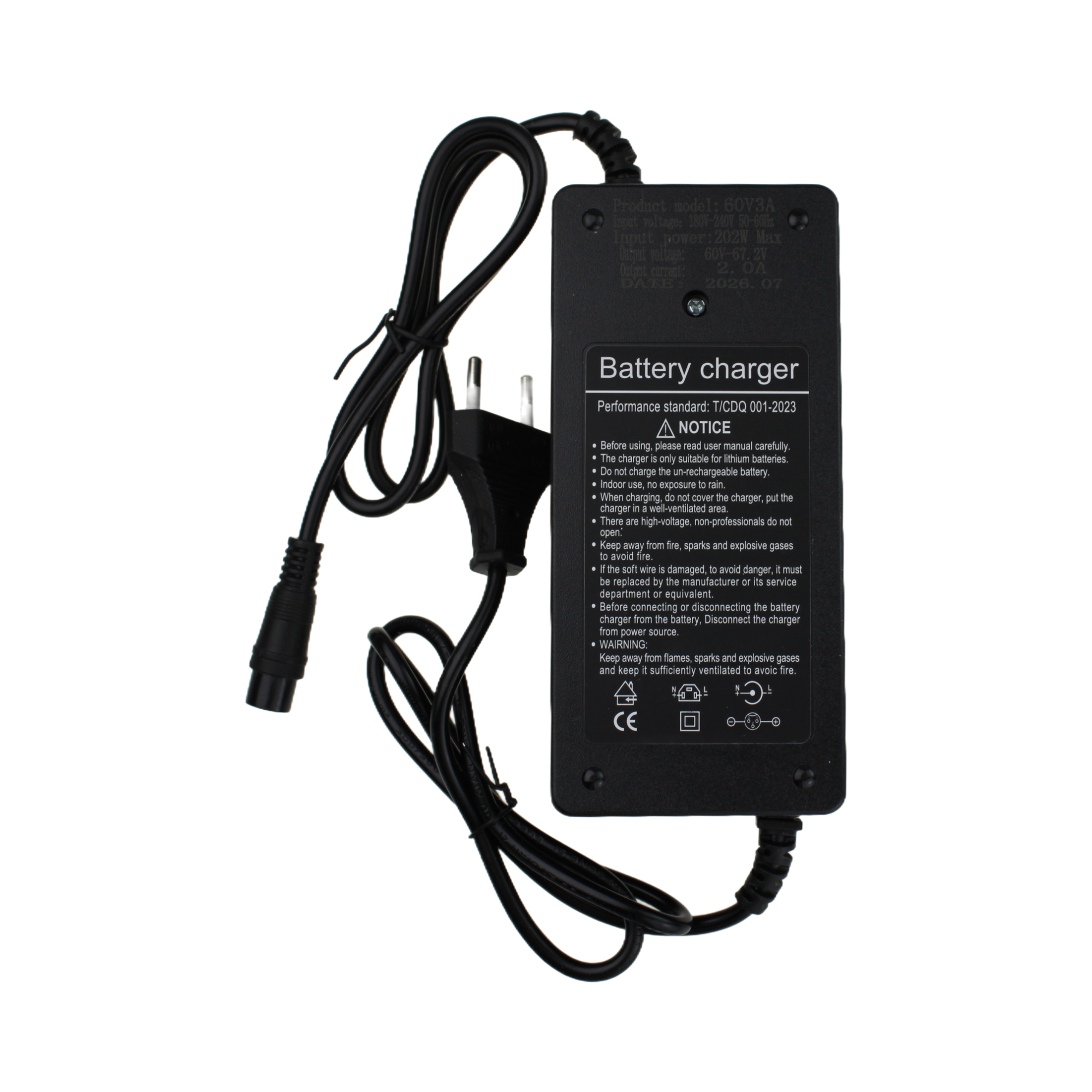 Univerzální nabíječka 60V 3A DC GX16 3 pin pro elektrické koloběžky
