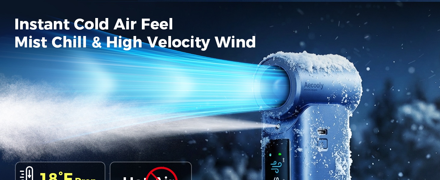 Aecooly Cold Air Ultra PM01S – rychlý ruční ventilátor s vodní mlhou modrý