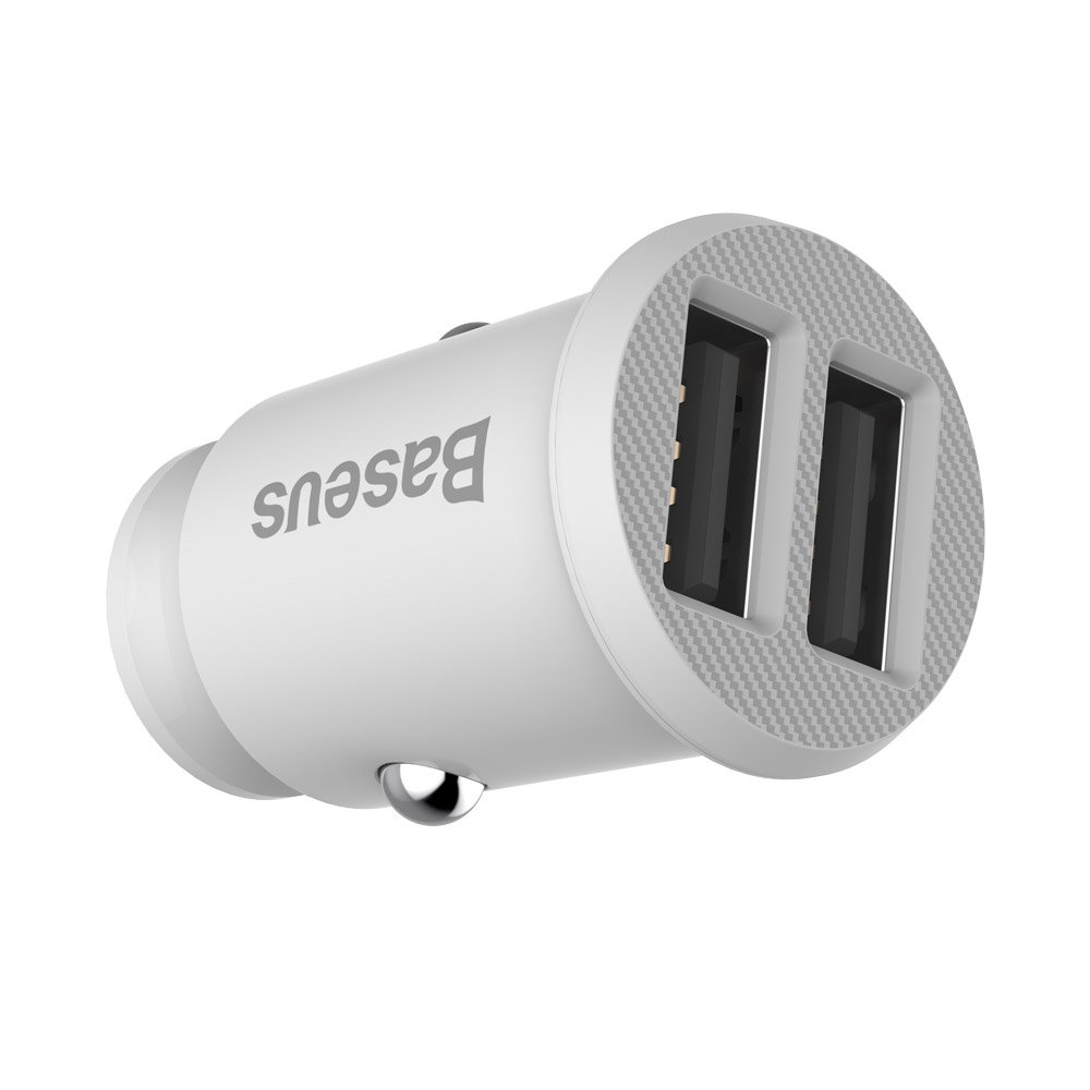 Baseus Grain Car Charger Mini Universal Smart Car Charger 2x USB 3.1A white (CCALLML02)