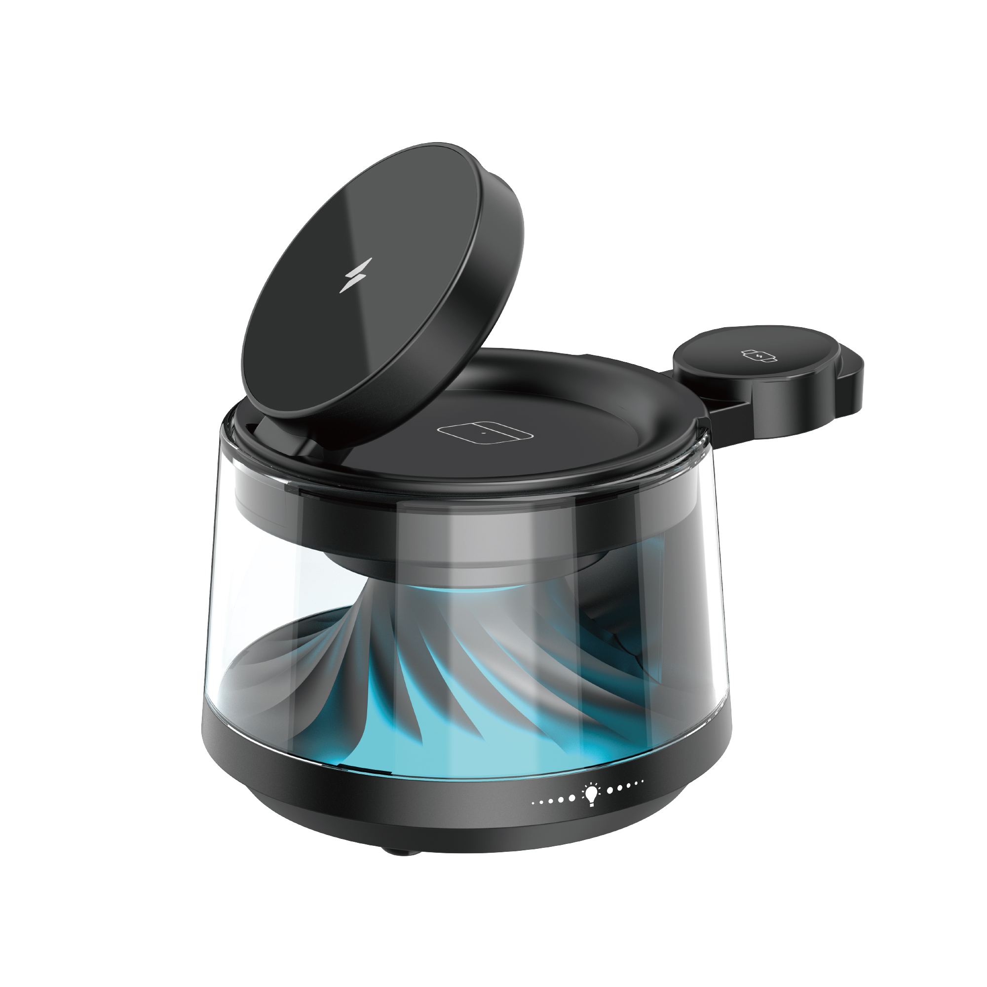 WiWU bezdrátová nabíjecí stanice 5v1 s noční lampičkou a Bluetooth reproduktorem Flow Wi-W039 černá
