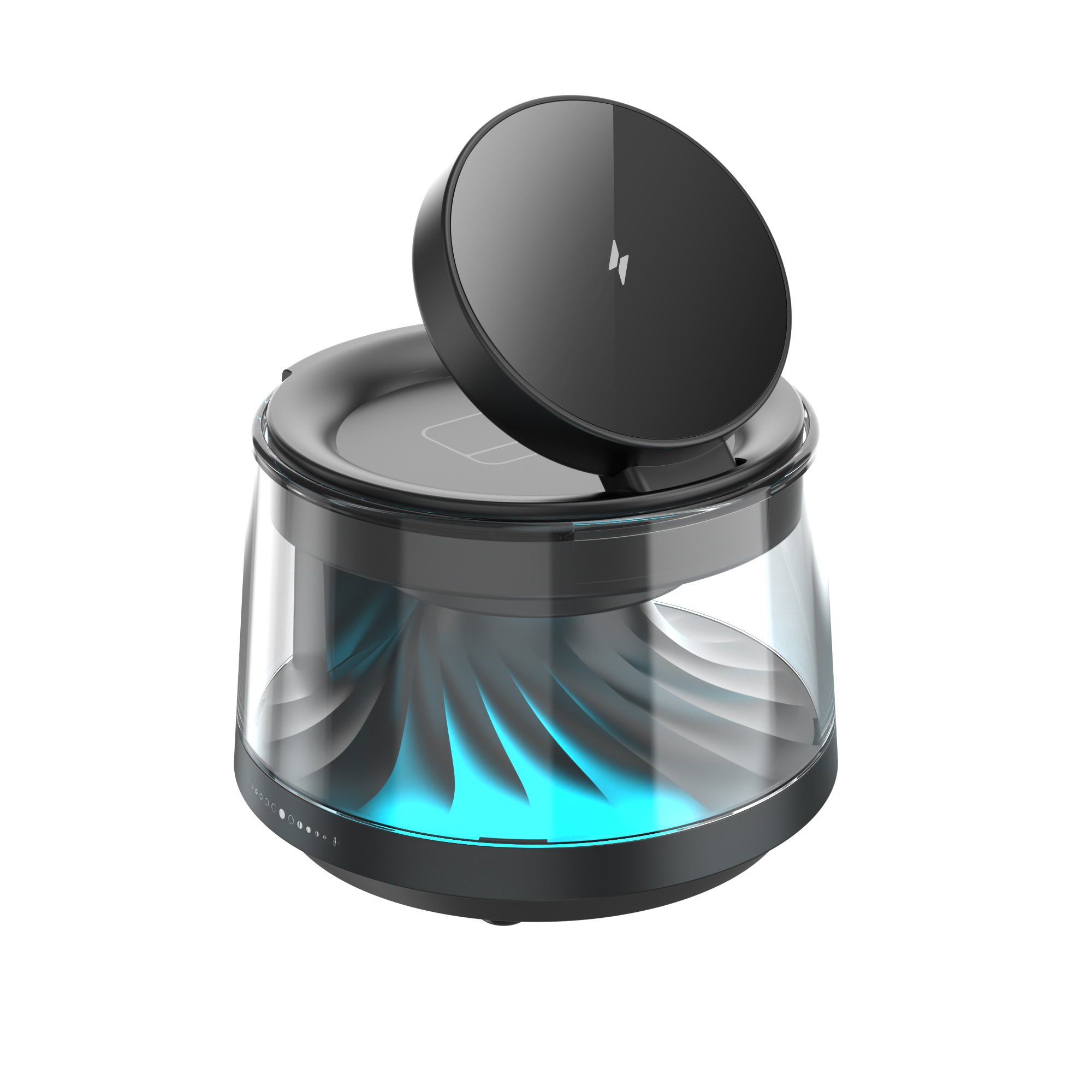 WiWU bezdrátová nabíjecí stanice 5v1 s noční lampičkou a Bluetooth reproduktorem Flow Wi-W039 černá
