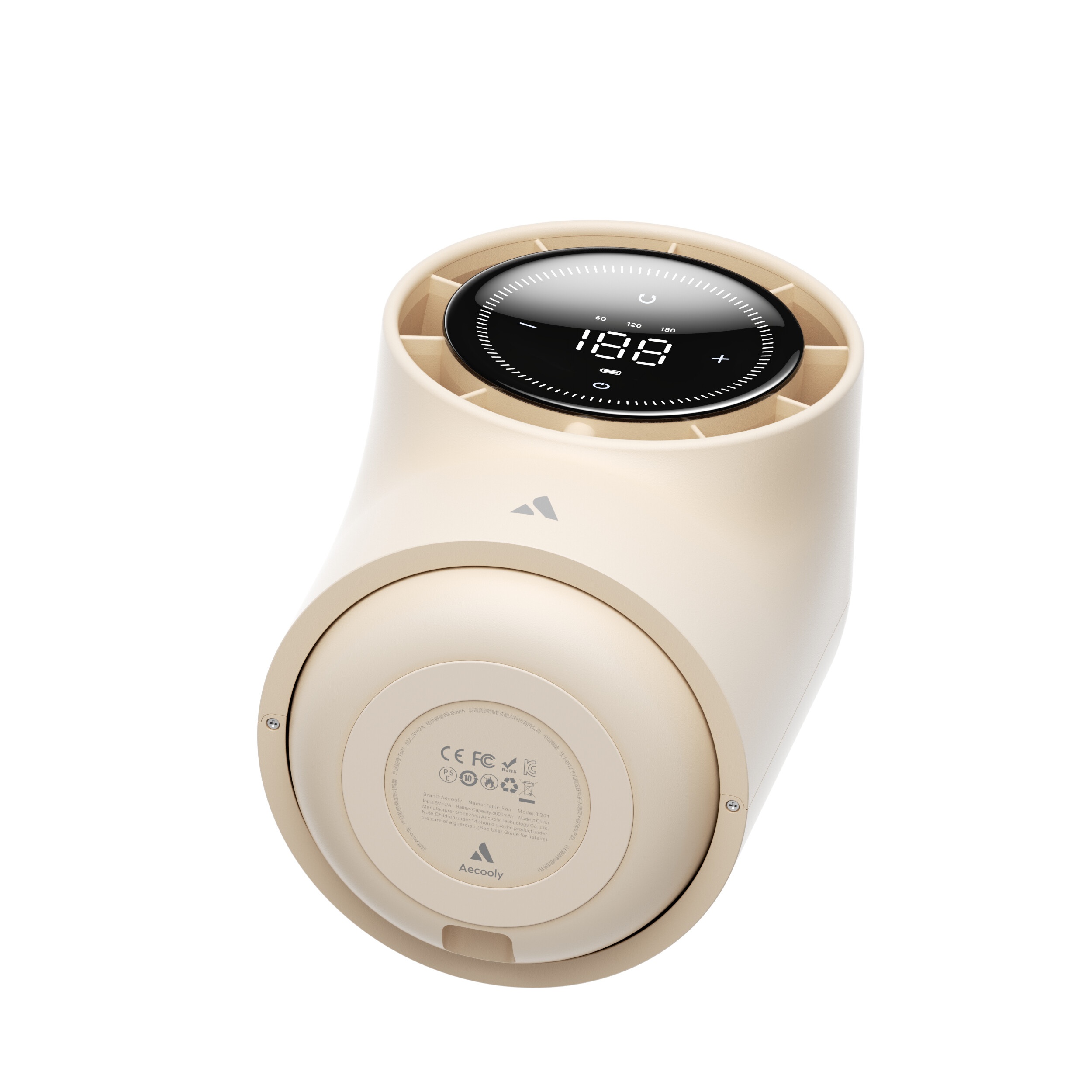 Aecooly Chic 01 TB01 – Stolní USB ventilátor s automatickým otáčením béžový