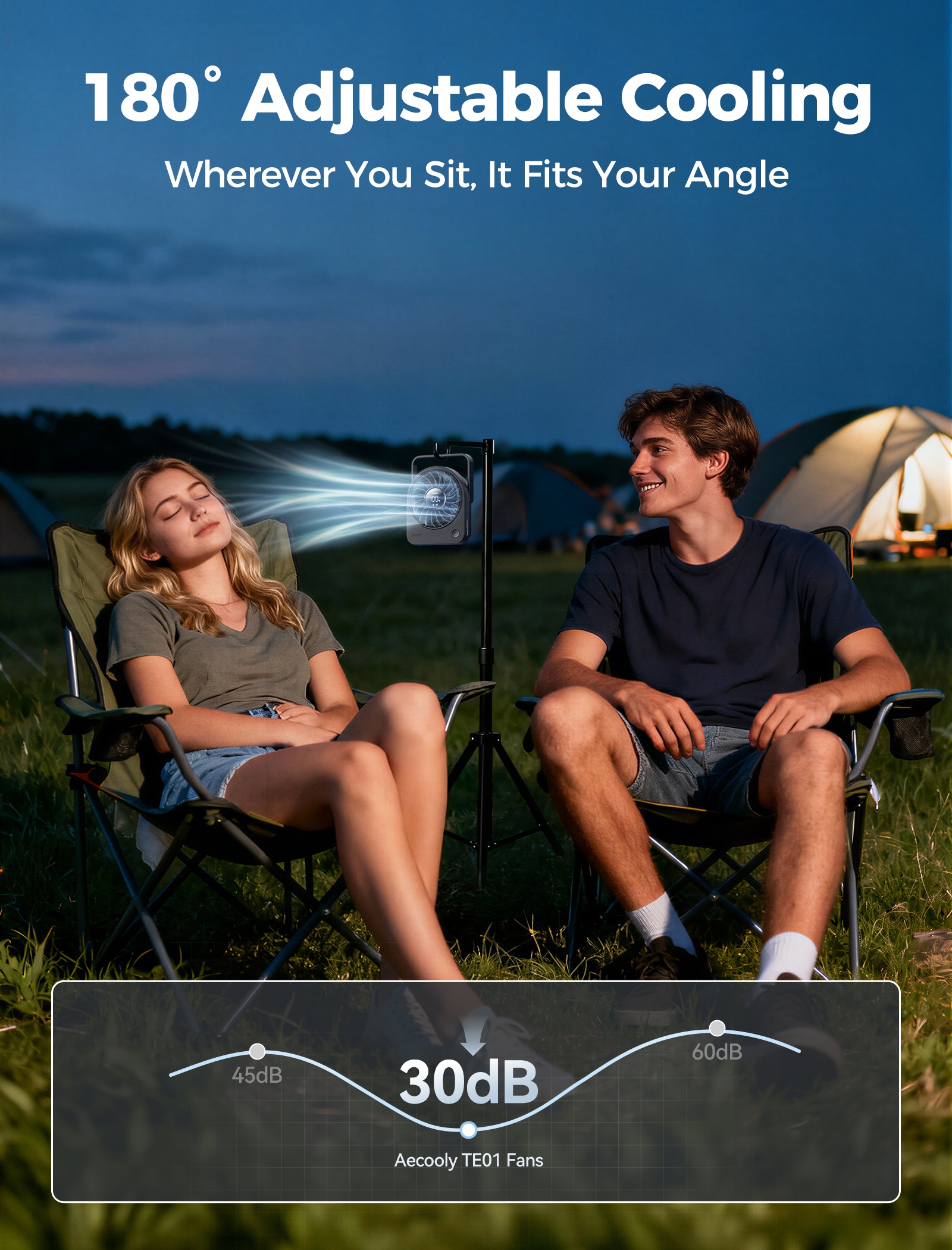 Aecooly Chic 02 TE01 – Přenosný stolní ventilátor černý