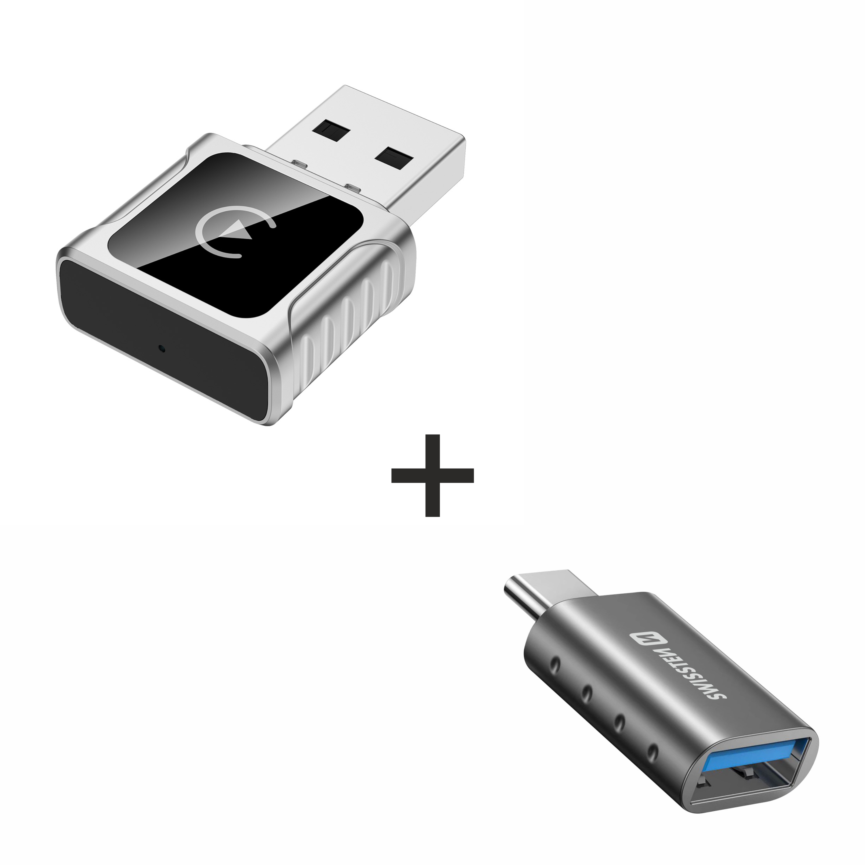 SWISSTEN Adaptér CarLink pro Apple CarPlay a Android Auto (+ adaptér USB-A / USB-C)