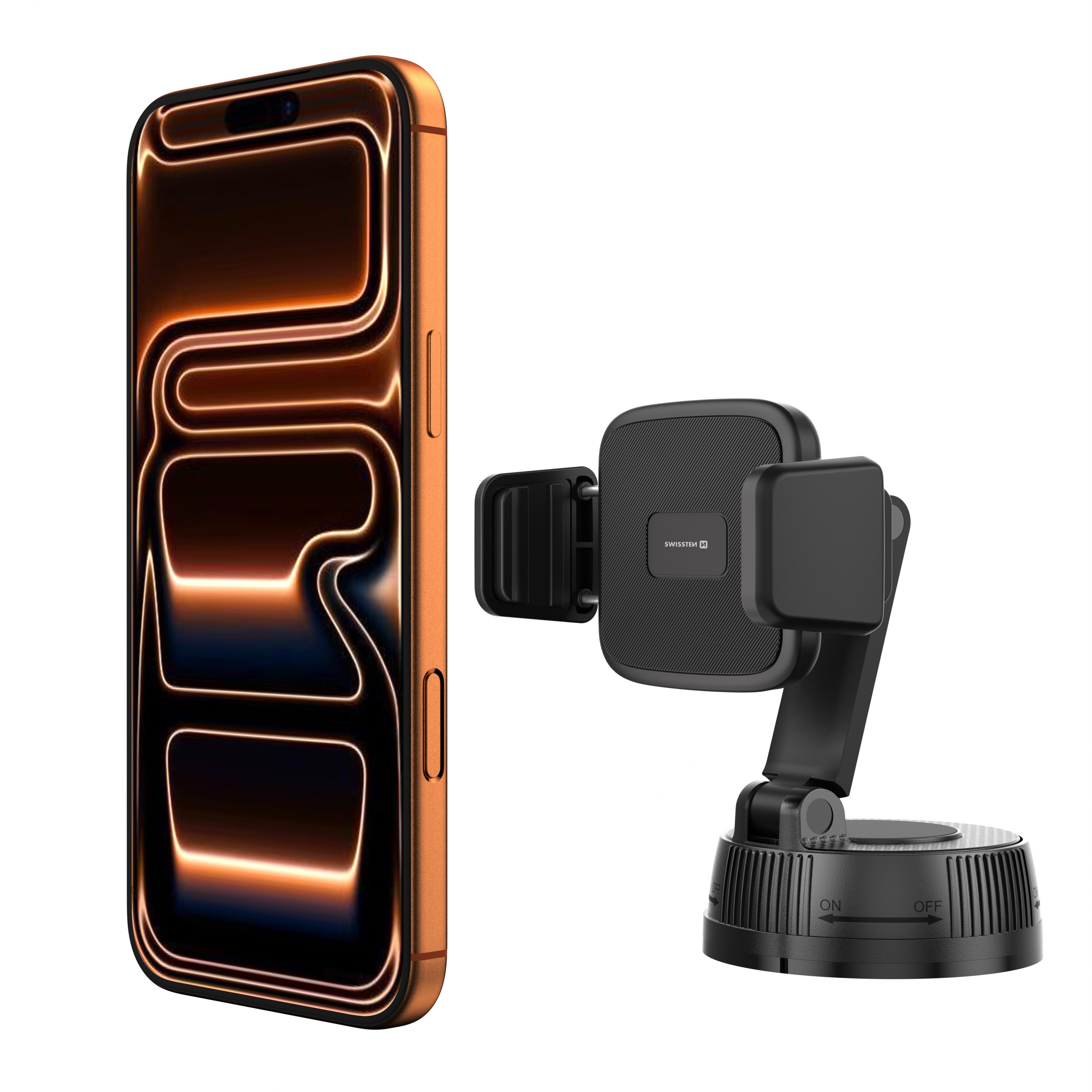 Swissten S-Grip E1 Držák do auta s čelisťovým přichycením na palubní desku a sklo