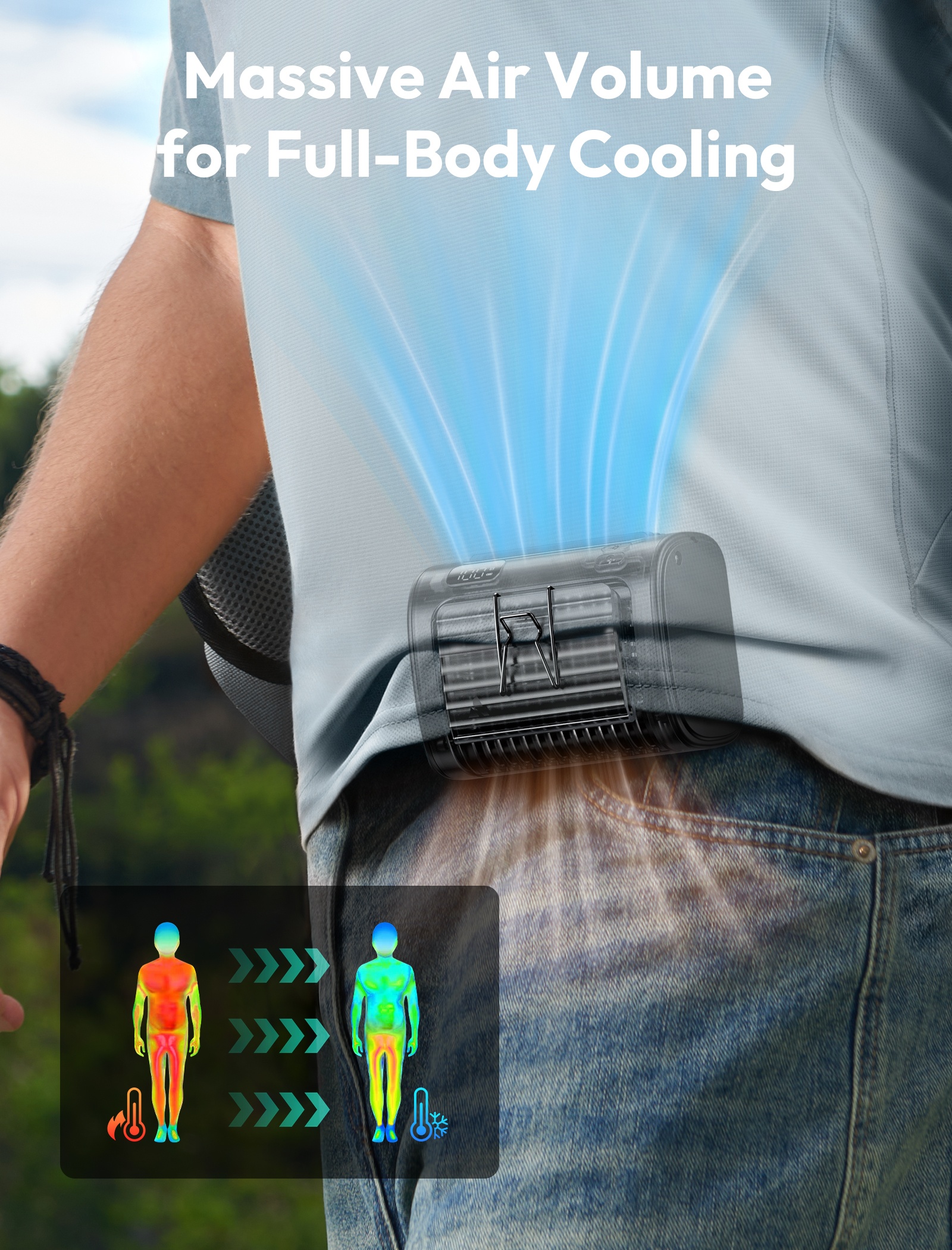 Aecooly Flow 01 UH01-A – Ventilátor na opasek 9000 mAh šedý