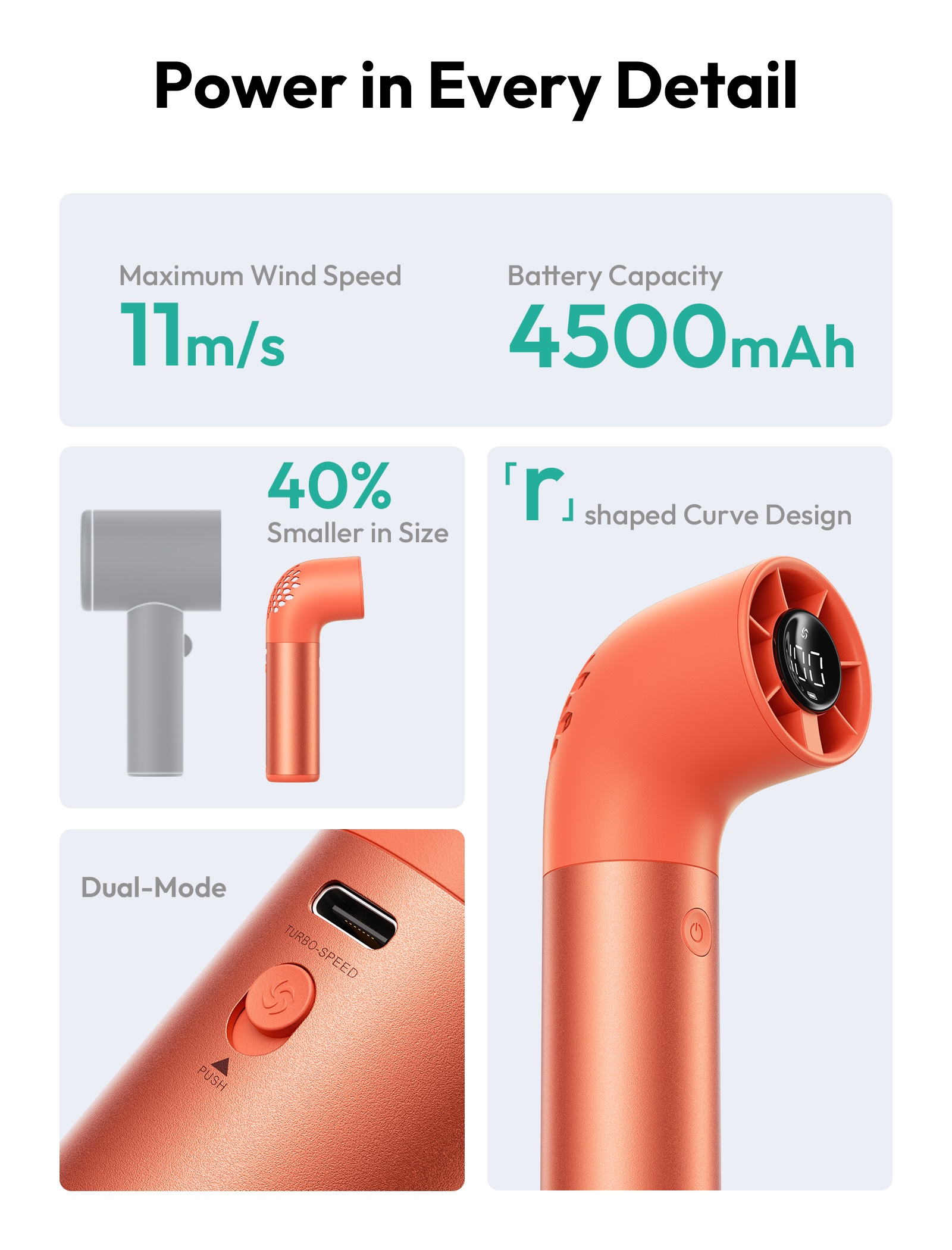 Aecooly Aero Ultra PH03 – Rychlý kovový ruční ventilátor oranžový