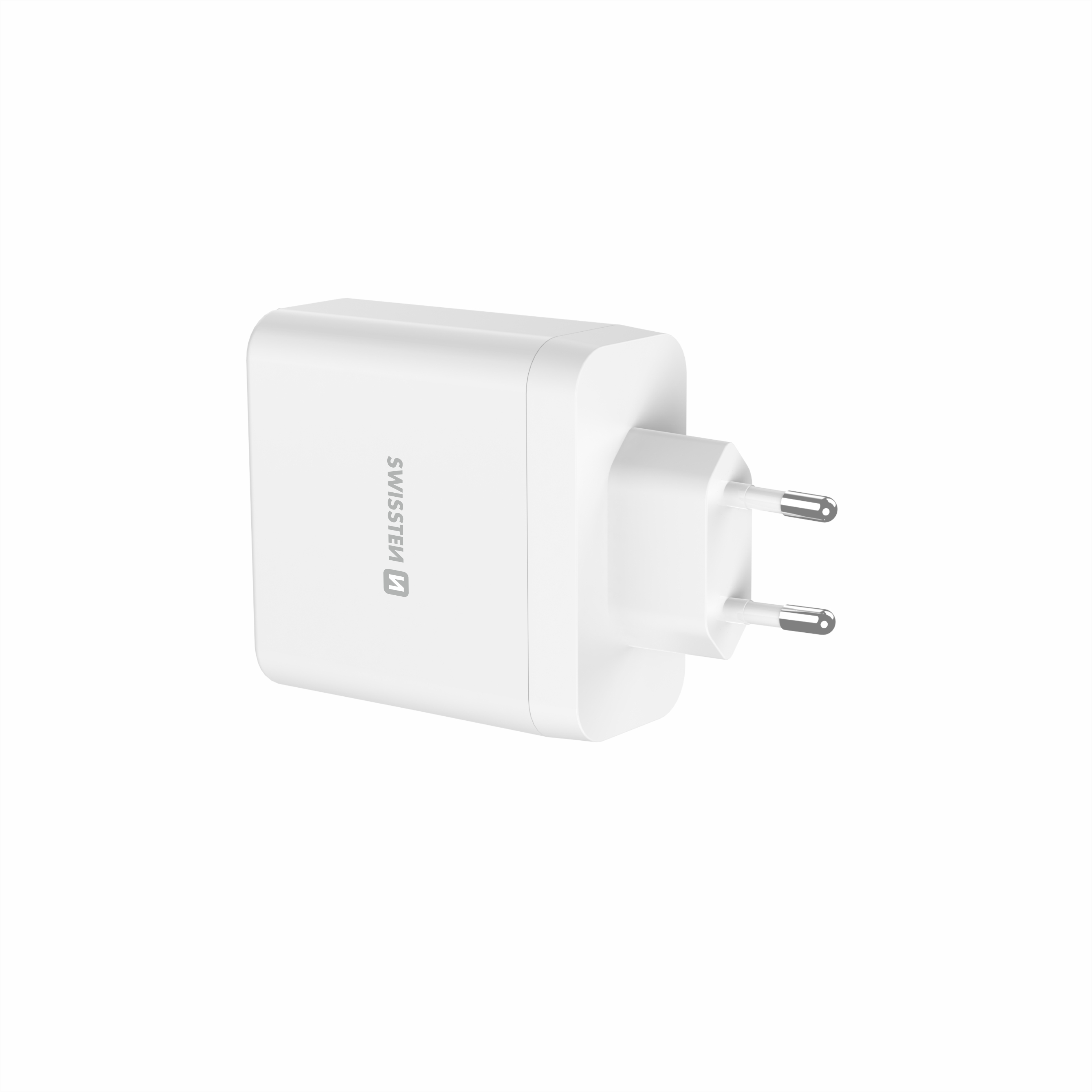 SWISSTEN GaN síťová nabíječka 2× USB-C PD 100W - USB-C PD 30W - USB-A QC 30W bílá i pro notebooky