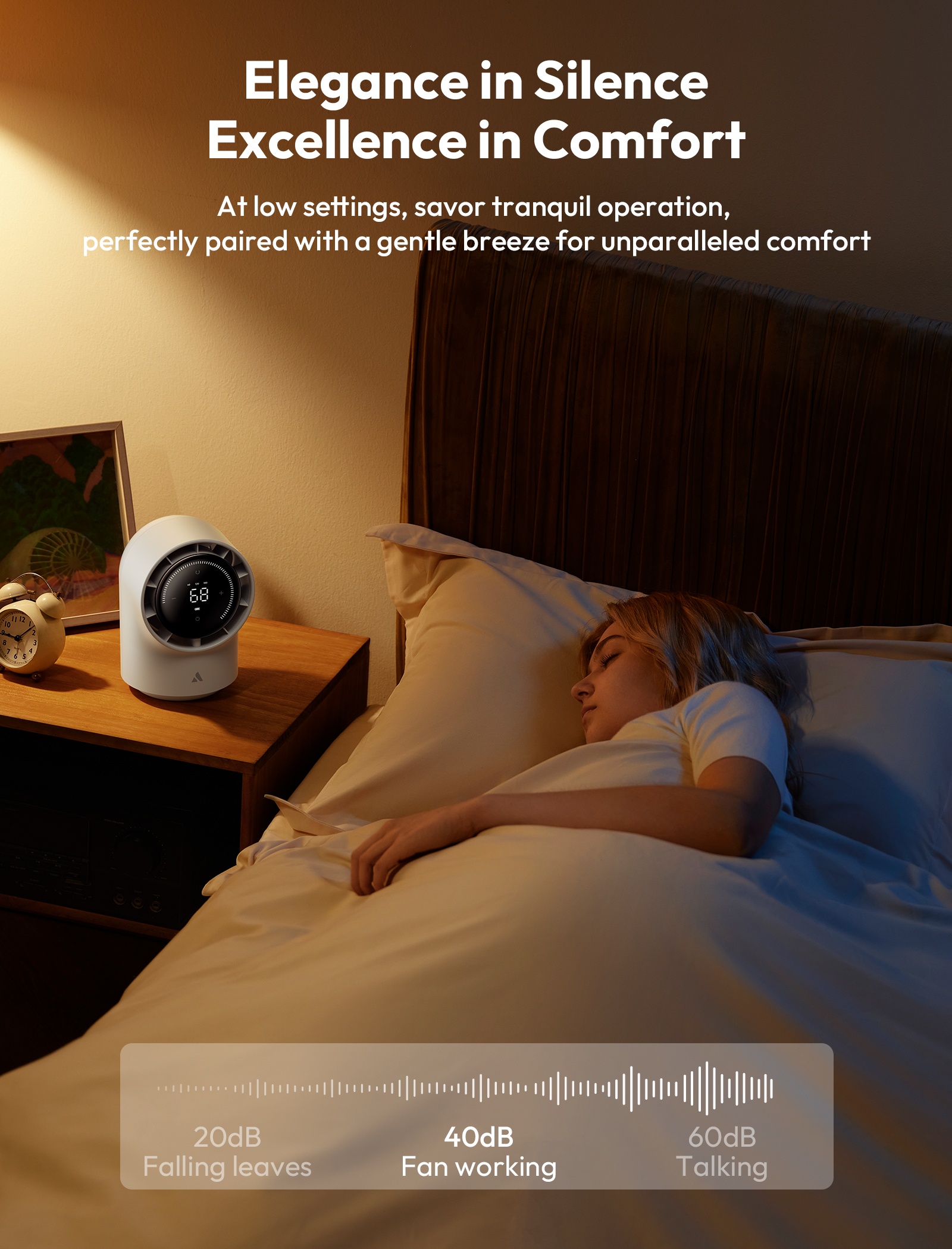 Aecooly Chic 01 TB01 – Stolní USB ventilátor s automatickým otáčením bílý