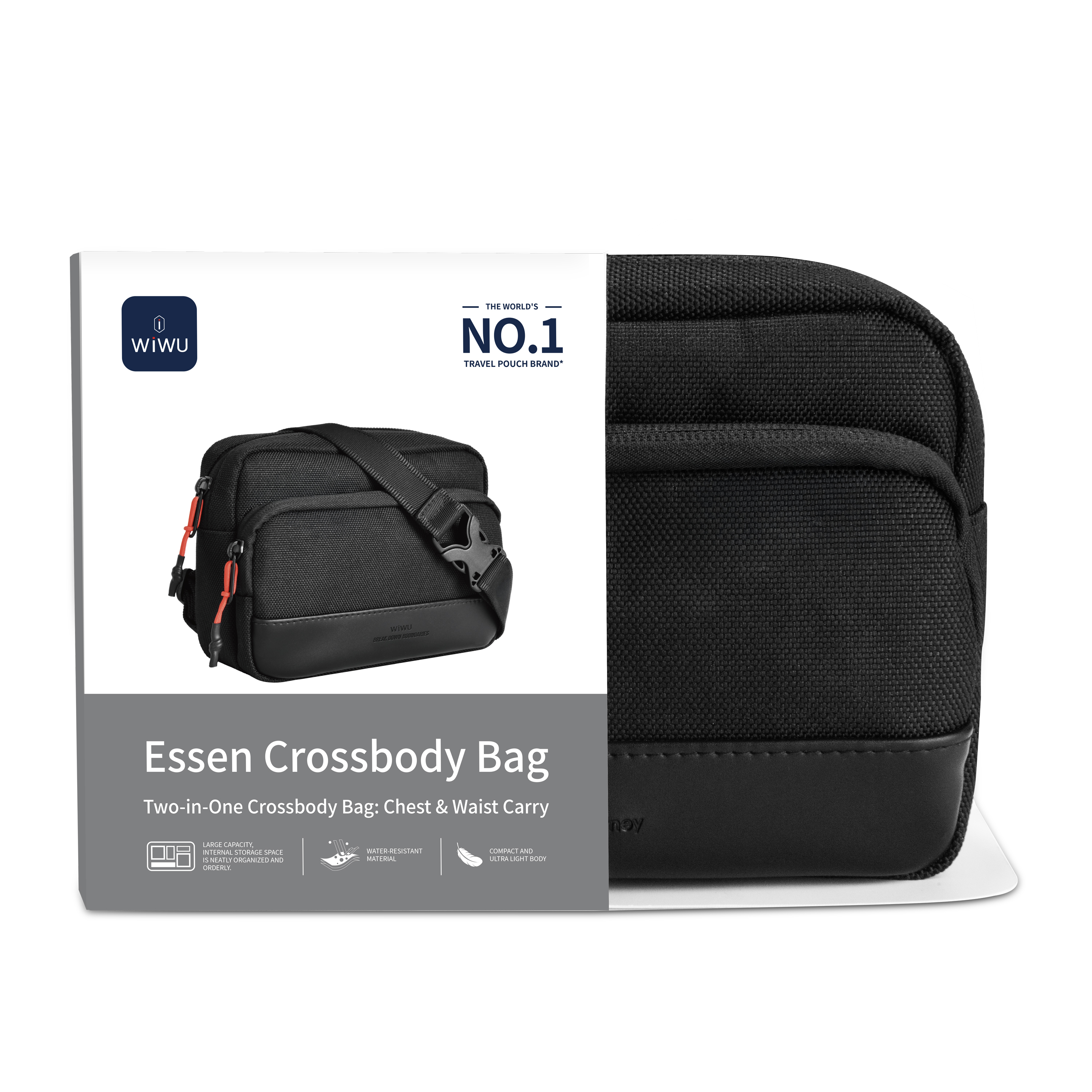 WiWU městská taška přes rameno 2v1 Essen Crossbody Bag 20x14x6cm černá