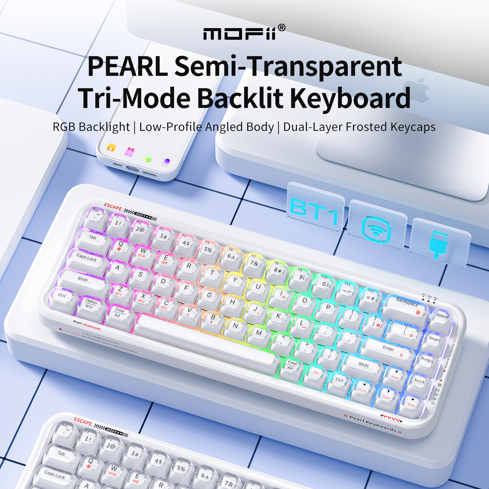 Mofii bezdrátová klávesnice Pearl SK-711CTM bílá