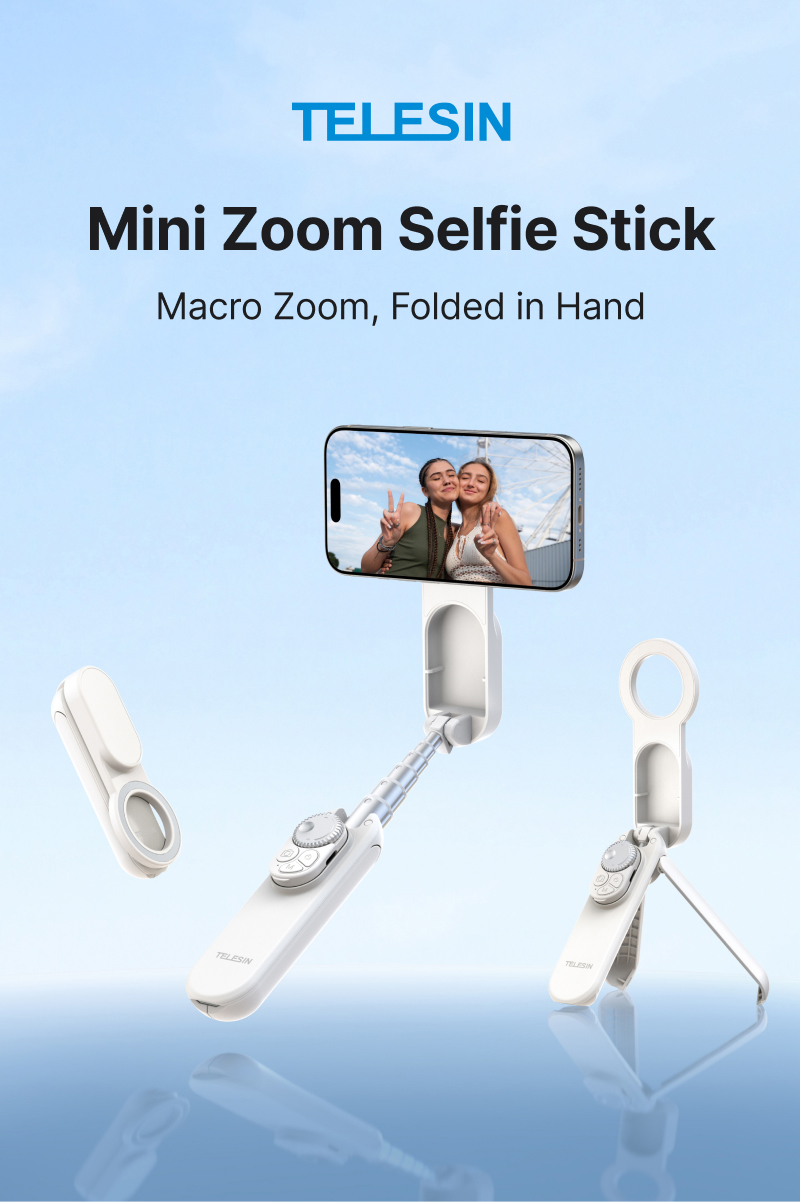 Telesin P1-TSS-006 - magnetický mini selfie stick se stativem MagSafe bílý