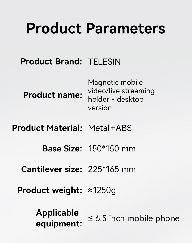 Telesin P3-DS-01 - hliníkový stojan na telefon s MagSafe 360° černý