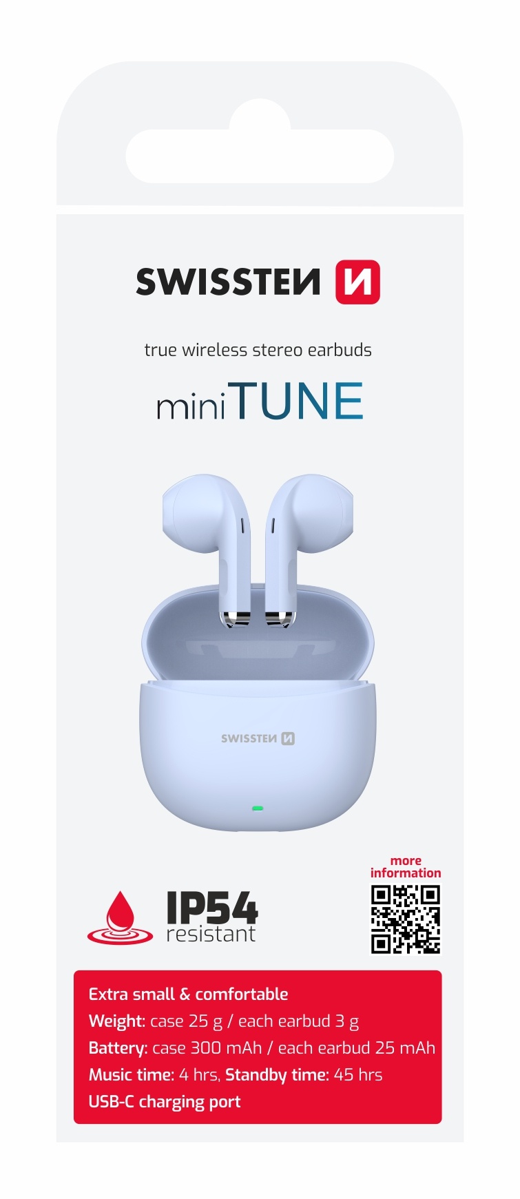 SWISSTEN Mini Tune bezdrátová sluchátka TWS Bluetooth 6.0 IP54 modrá