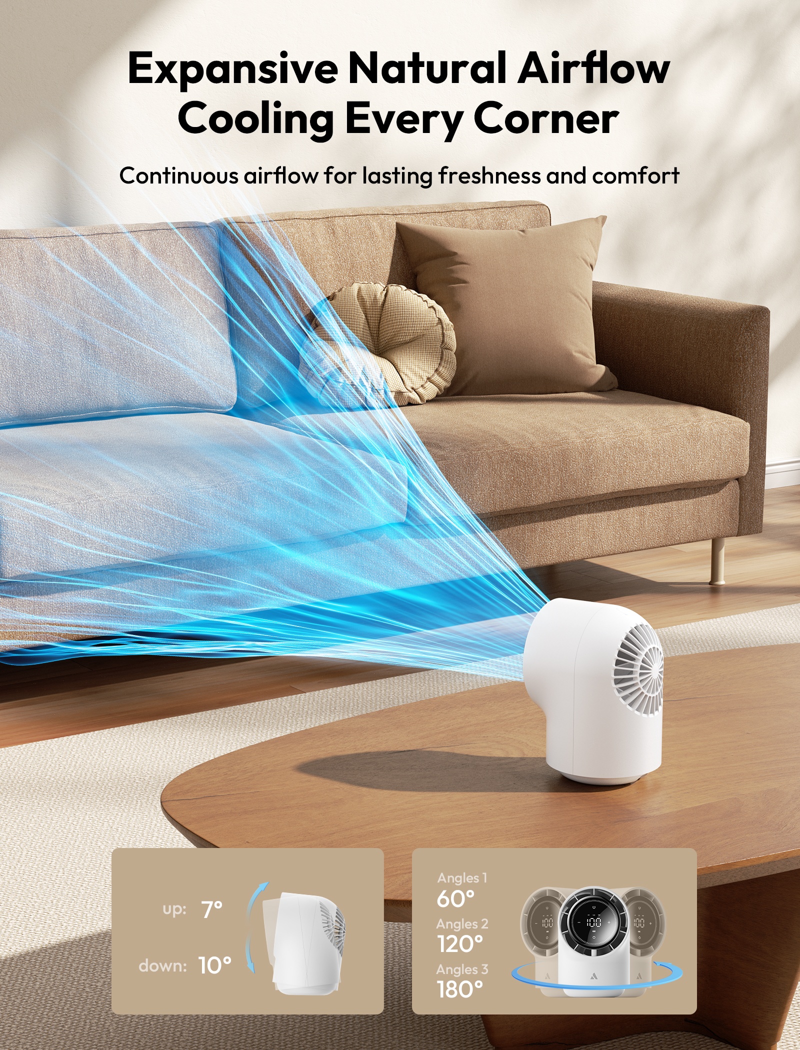 Aecooly Chic 01 TB01 – Stolní USB ventilátor s automatickým otáčením bílý
