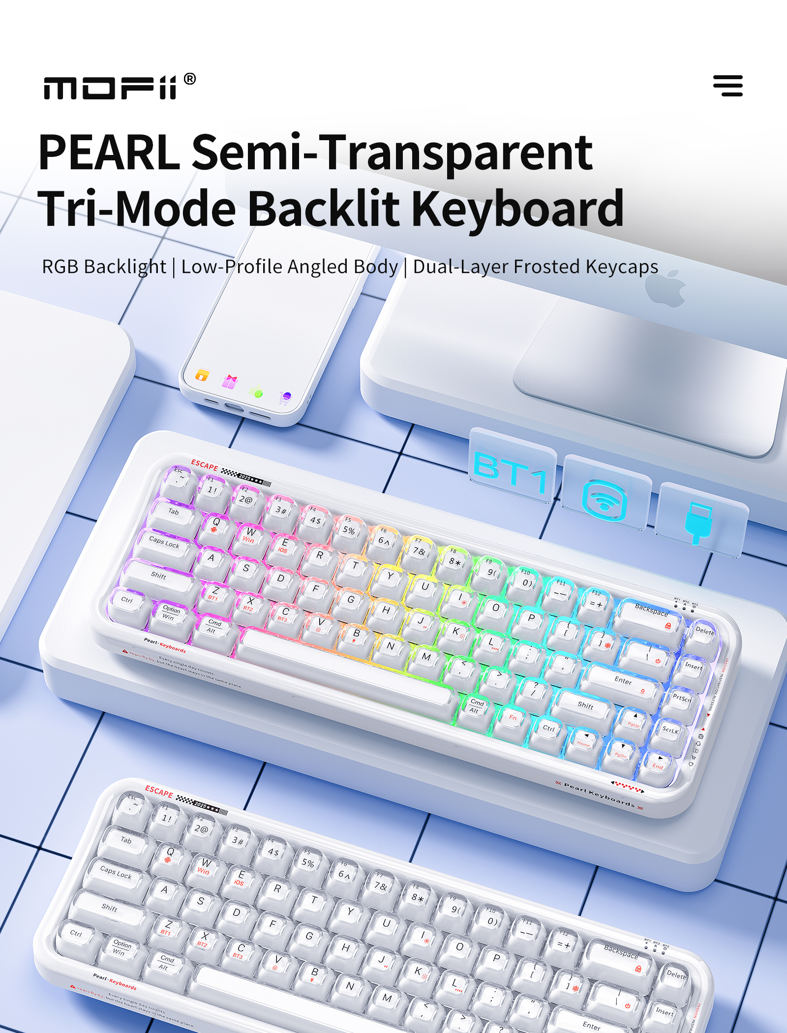 Mofii bezdrátová klávesnice Pearl SK-711CTM bílá
