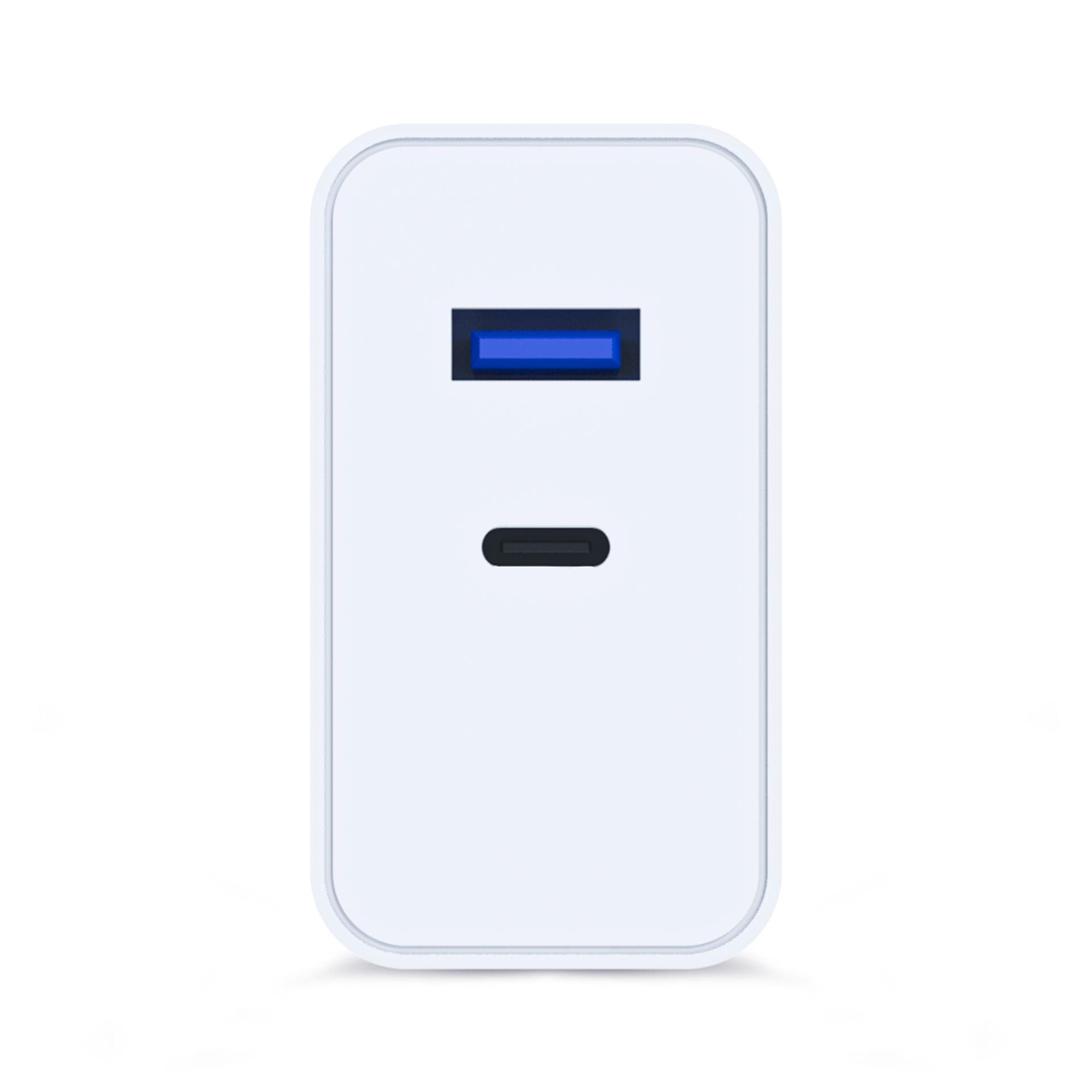 3mk FlowPower 45W – síťová nabíječka GaN 45 W USB-C PD 3.0 + USB-A QC 4.0 bílá