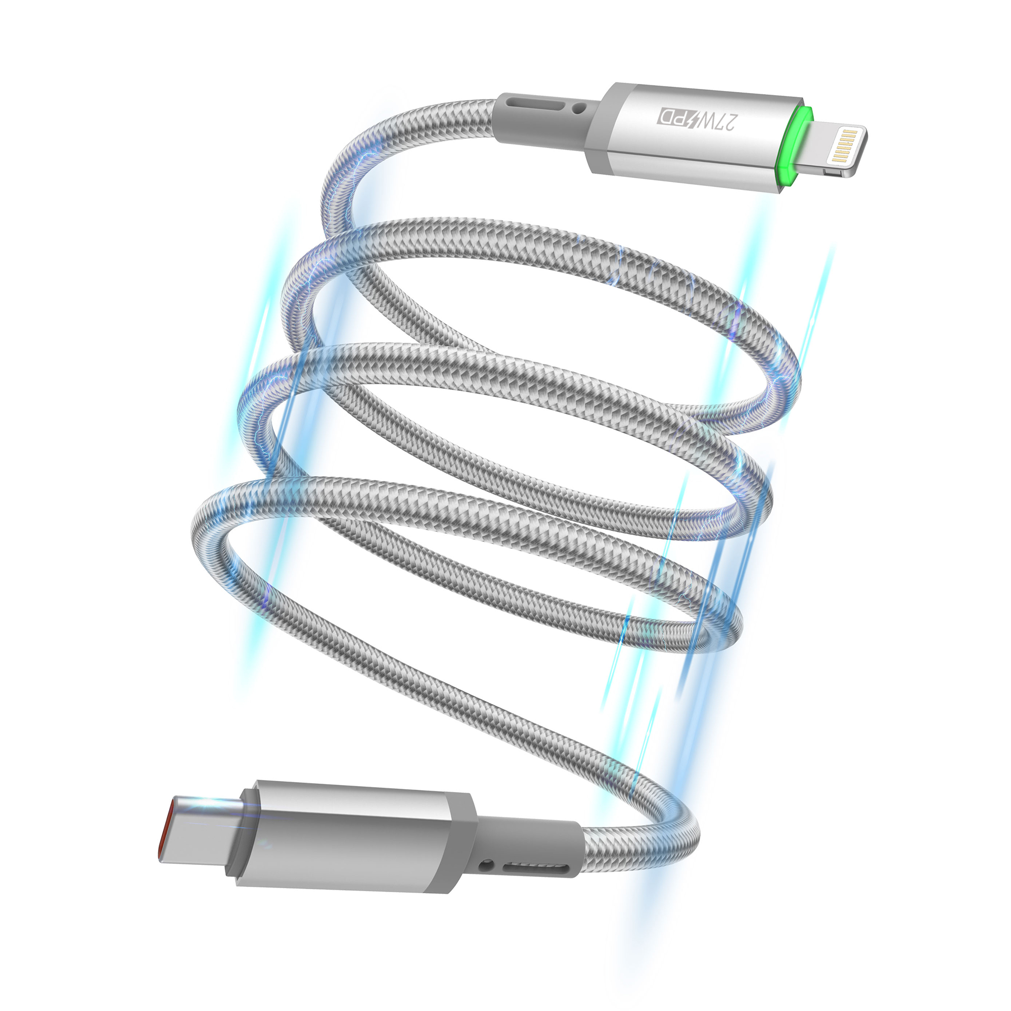 WiWU magnetický kabel USB-C / Lightning Maglink Wi-C083 27W 1m šedý