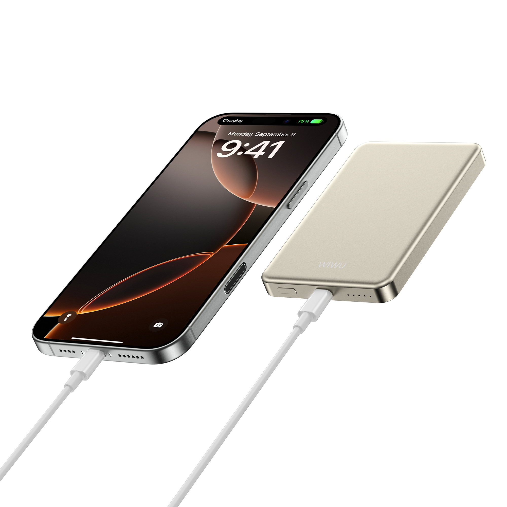 WiWU ultra tenká magnetická powerbanka MagSafe P15 5000mAh titanově šedá
